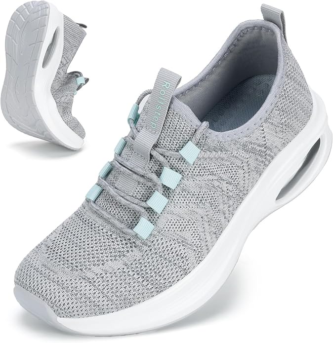 Rollstep Wide Toe Box Shoes Women Extra Wide Width Sneakers Air Cushion Road Running Shoes Ultra Light Tennis Gym Workout ...