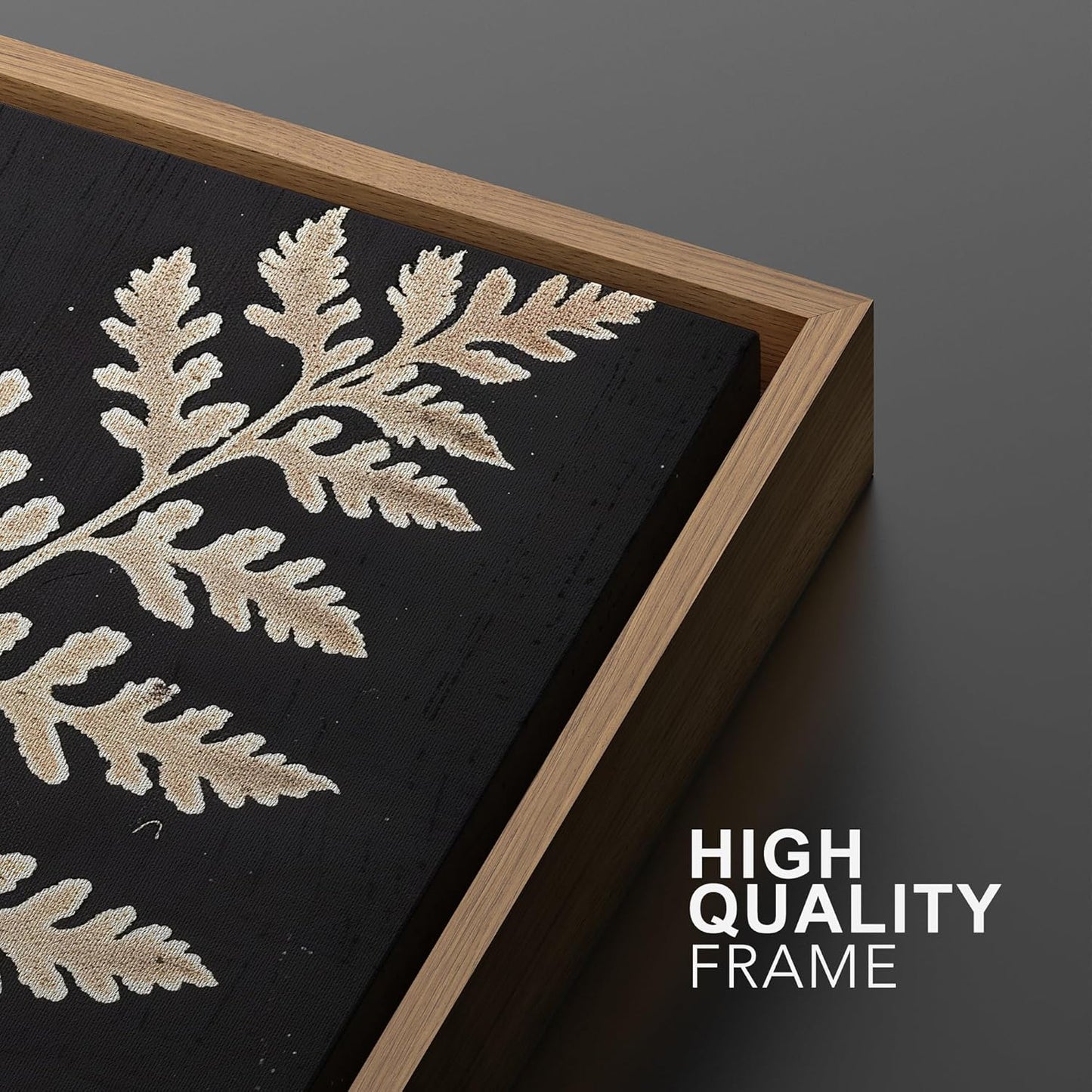 SIGNWIN Framed Canvas Print Wall Art Vintage Fern Leaf Silhouettes Natural Botanical Rustic Illustrations Modern Art Decorative Contemporary for Living Room, Bedroom, Office - 16"x24"x2 Natural