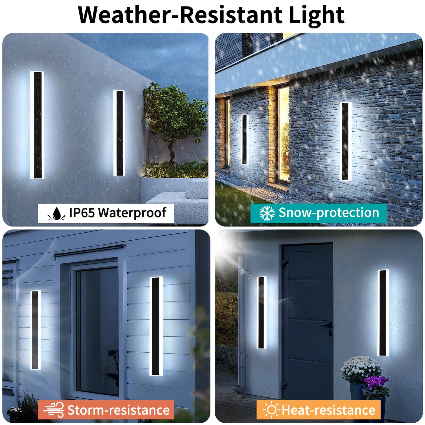 Mikeru 2Pack 31.4Inch Long Led Wall Light  6000K Cool White Modern Outdoor Wall Light Ip65 Waterproof Black Acrylic Porch Exterior Lighting Fixtures  Exterior Wall Mount Lights