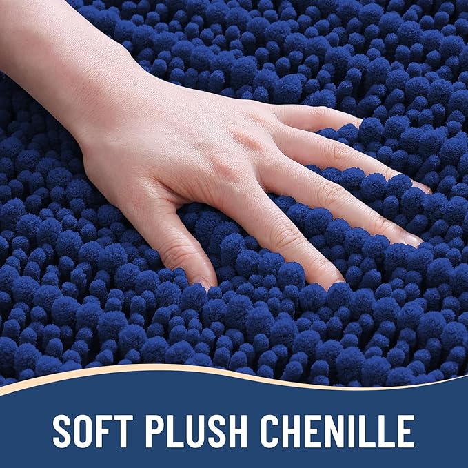 Arotive Luxury Chenille Bathroom Rug Mat, Extra Soft Thick Absorbent Shaggy Bath Rugs, Non-Slip Machine Wash Dry, Plush Bath Mats for Bathroom, Shower and Tub, 47x24, Royal Blue