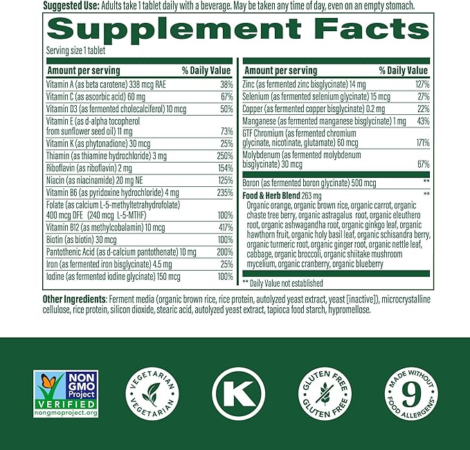 MegaFood Women's 40+ One Daily Multivitamin for Women - with Vitamin B12, B6, C, D, Zinc & Iron – Plus Real Food - Immune Support - Bone Health - Non-GMO - Vegetarian - 90 Tabs