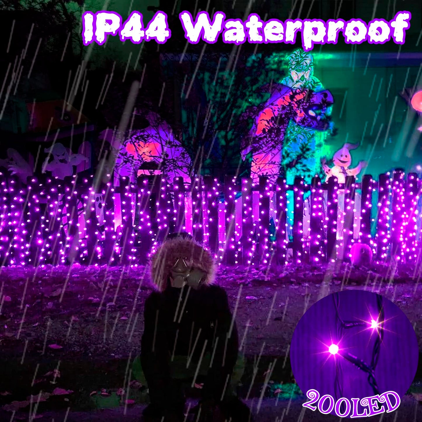 PEIDUO Purple String Lights, 82 FT 200 LED, Motion Sensor, Twinkle Fairy Lights for Halloween Indoor/Outdoor Decor