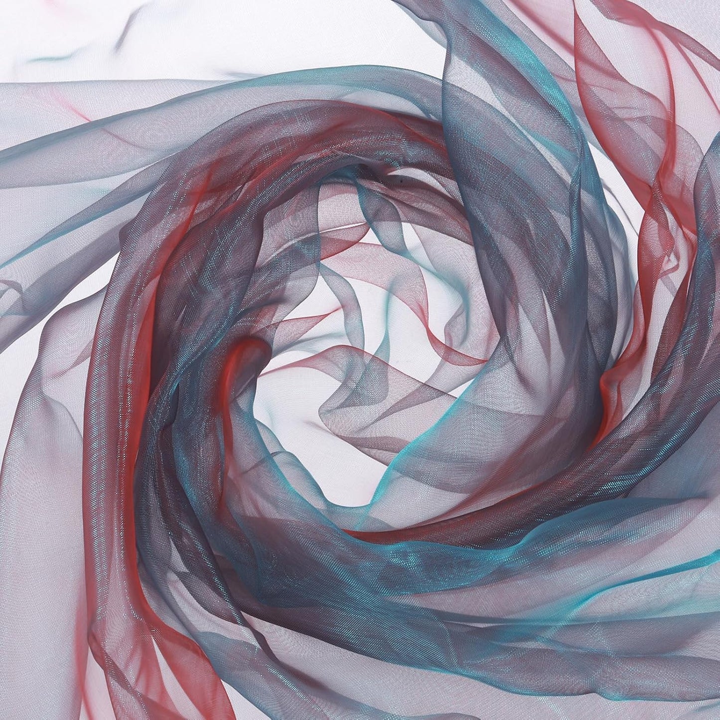 MECCANIXITY Iridescent Sheer Organza Fabric, 10 Yards x 59 Inches Solid Holographic Shiny Fabric Organza Cloth for Wedding, Curtains, Costume, Photo Background, Gradient Wine Red Blue