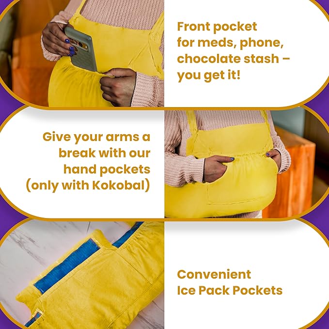 Mastectomy Pillow Post Op Pillow for Breast Surgery Recovery | Choose The Color for You | Hand Ice-Pack Pockets | Converts to Cloud Soft Cushion (Golden Rays)