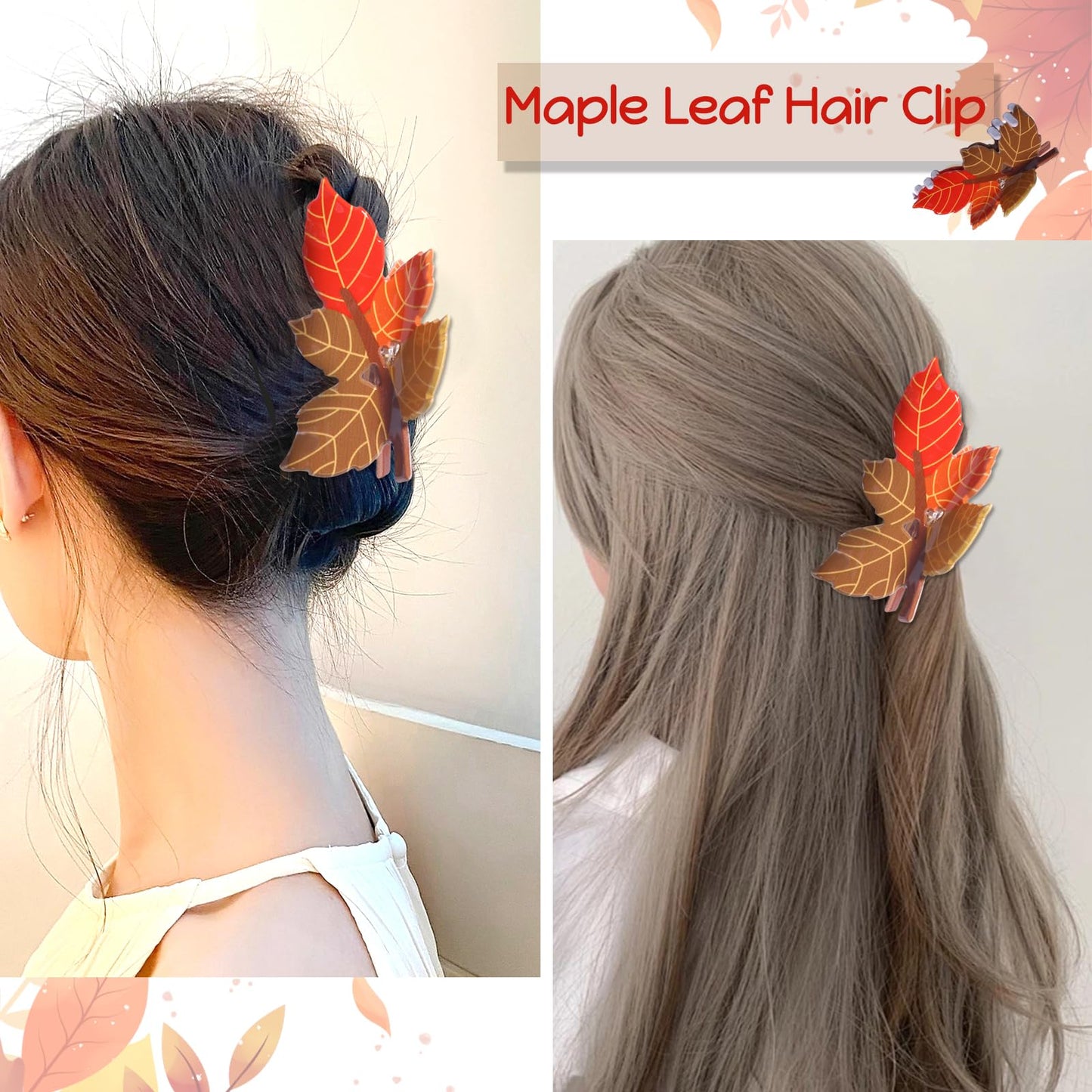 Maple Leaf Hair Clips Fall Fallen Leaves Hair Accessories Thanksgiving Hair Clip Maple Leaf Claw Clips for Women Autumn Fashion