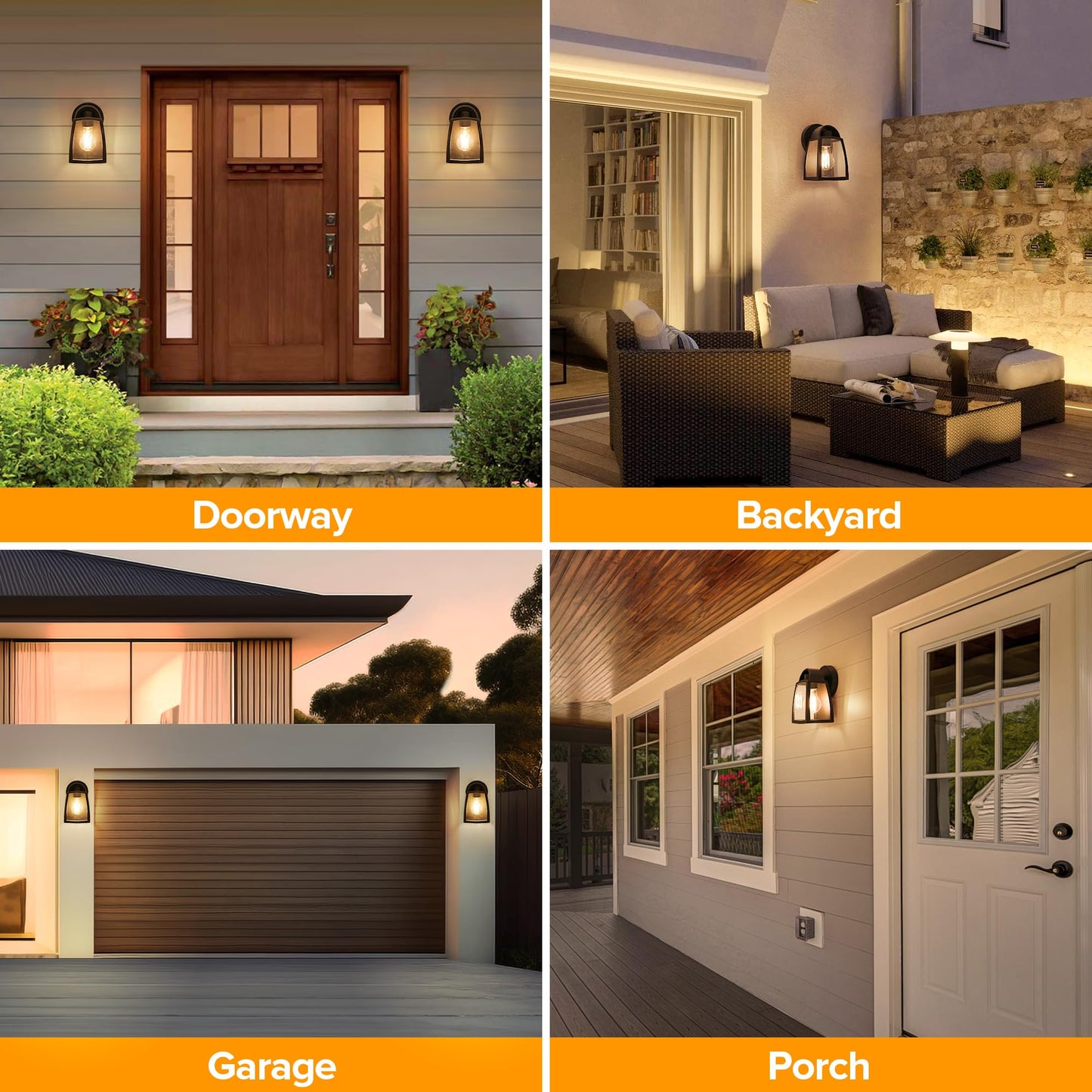 Lutec Outdoor Wall Light Fixtures  Exterior Waterproof Wall Lantern With Clear Glass Shade  Aluminum Modern Matte Black Porch Sconce Outdoor Lighting For Garage Entryway Yard