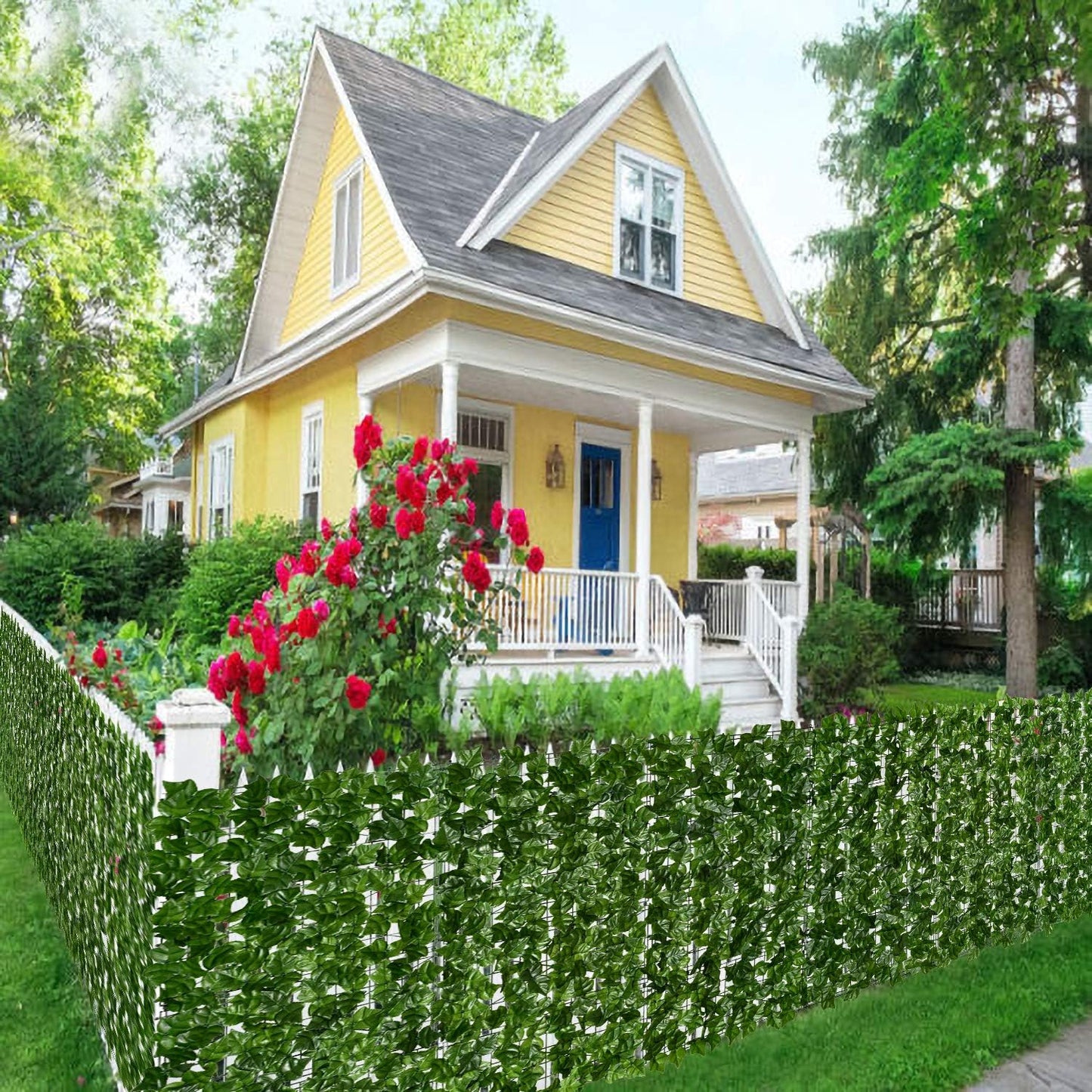 DearHouse Artificial Faux Ivy Hedge Privacy Fence Wall Screen, Leaf and Vine Decoration for Outdoor Garden Home Decor, (157.5 * 59inch)