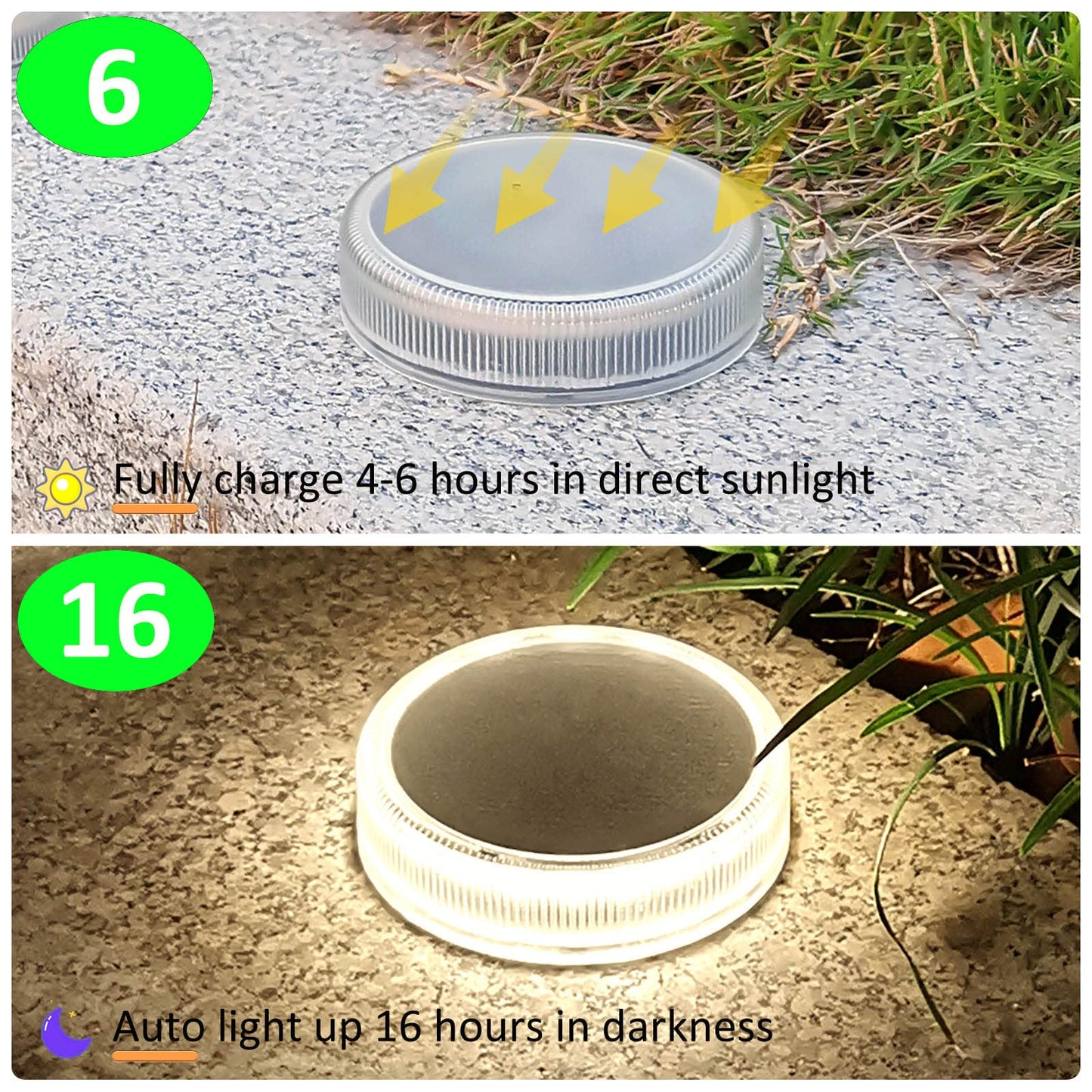 Lacasa Solar Deck Lights, Waterproof LED Step Lights, Round, 4000K Neutral White, Model C78, 4 Pack