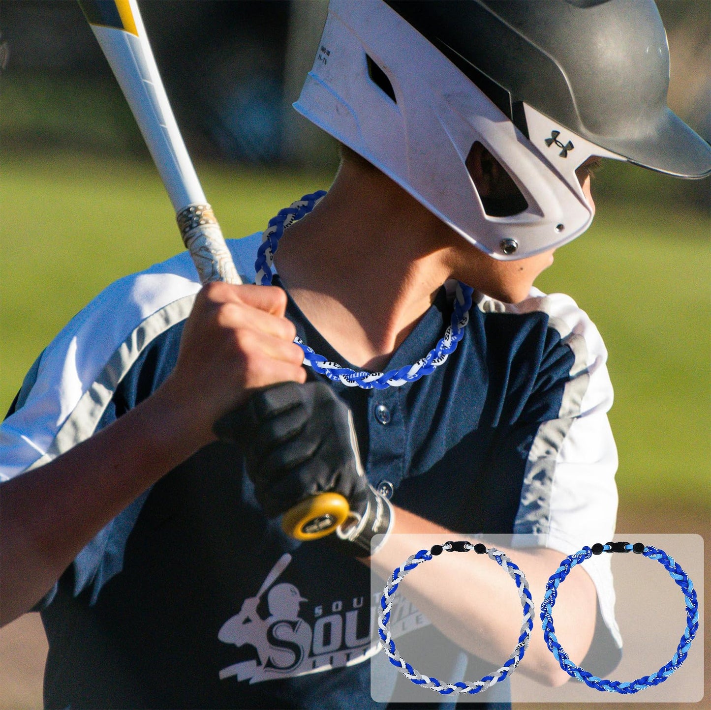 SUPBOMM 3 pcs Baseball Rope Necklaces, League Team Colors Braided Necklace, Baseball Team Gifts, Royals