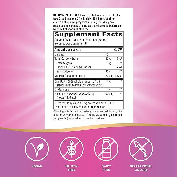 Nature's Way CranRx Extra Strength Cranberry 1,000 mg, D-Mannose + Vit C + Hibiscus, 16 fl. oz.