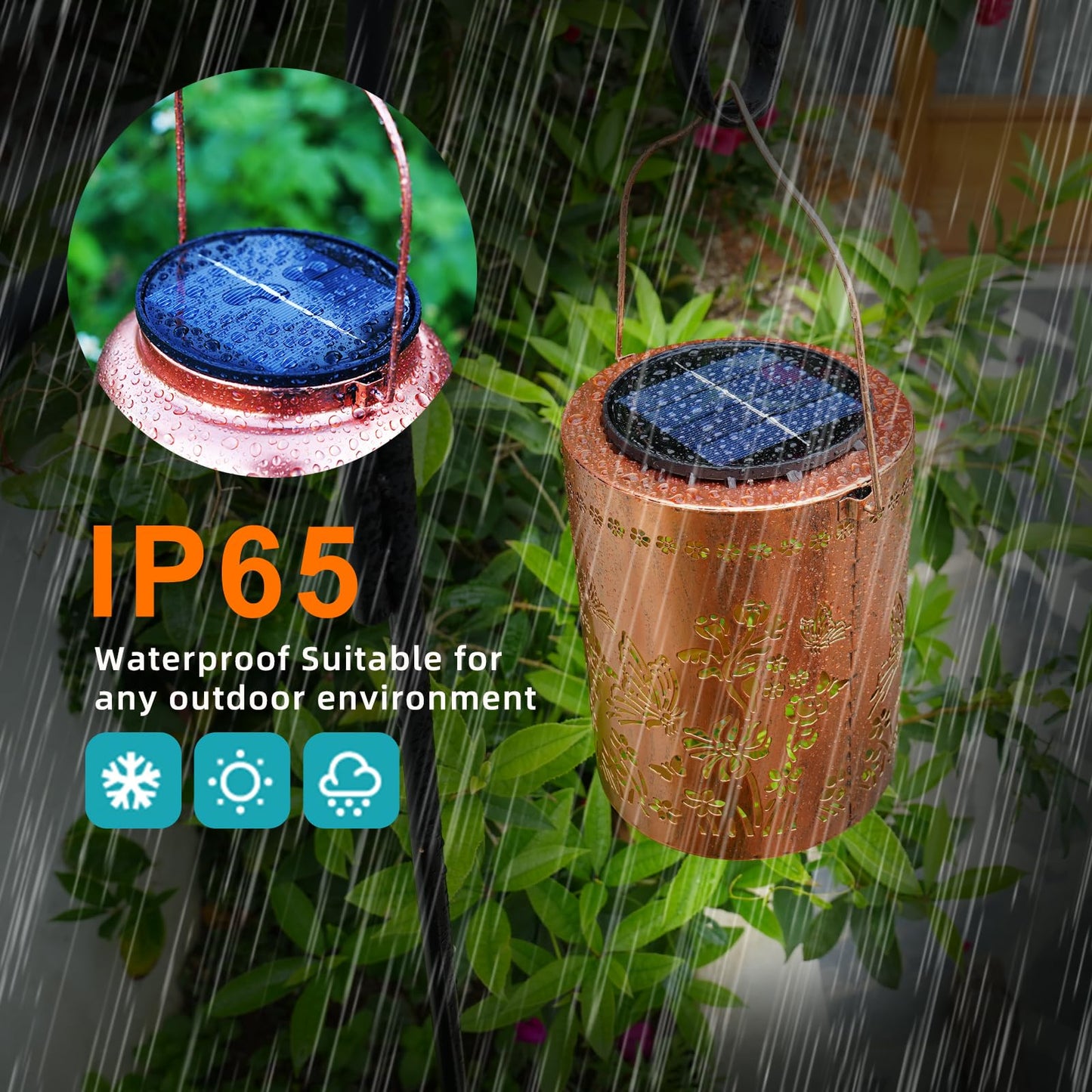 Kelvinlux Solar Lantern - 13.4 Waterproof Metal Hanging Lights, Warm White, 2000Mah Battery - Perfect For Garden, Yard, Patio, Porch Decor
