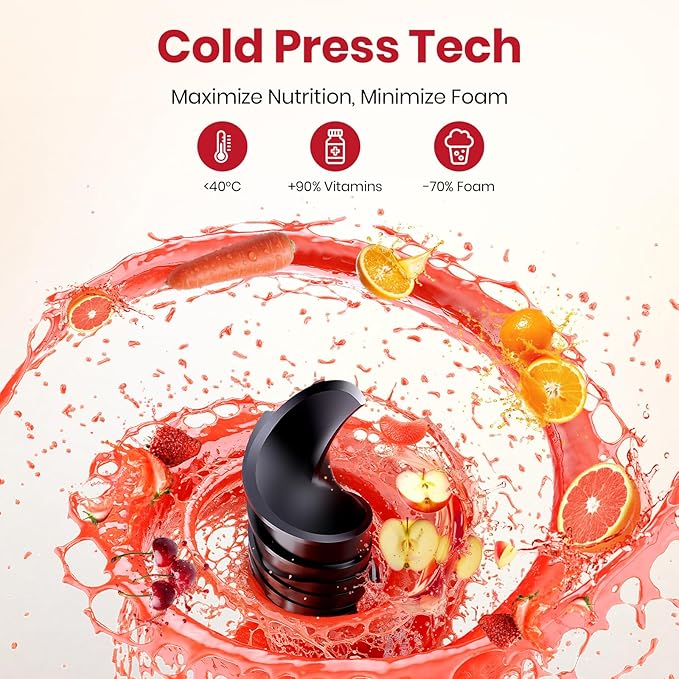 ZeroPrep Cold Press Juicer Machine, 5.9" Wide Feed Chute Juice Extractor, 80 oz Large Hopper, Easy to Clean & High Juice Yield, BPA Free, Slow Masticating Juicer for Whole Fruits & Vegetables
