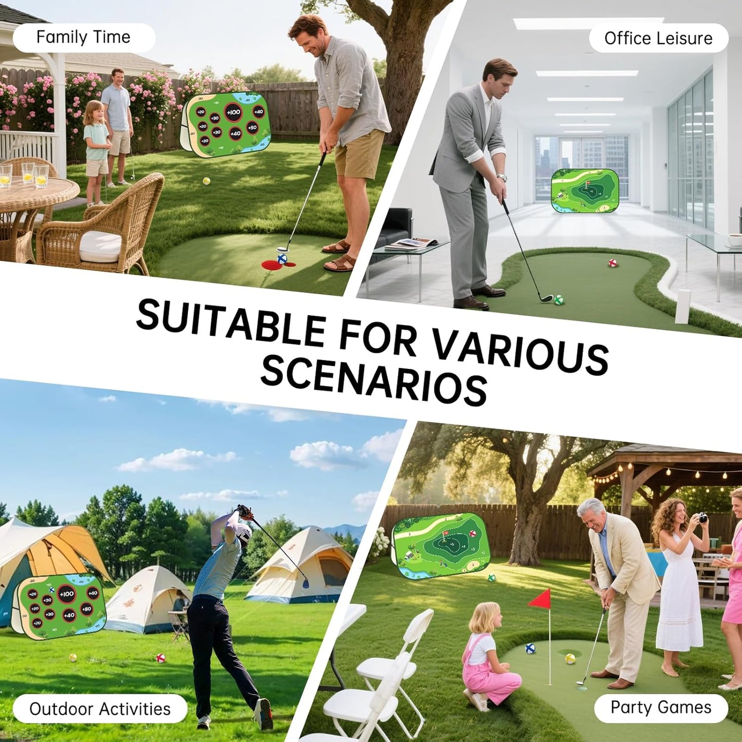 Golf Chipping Game Set - Double-Sided Sticky Golf Game with Club,Turf Mat, 20 Sticky Balls & 3 Tees, Portable Yard Golf Game for Indoor Outdoor Golf Practice Mat, for Men & Golf Lovers