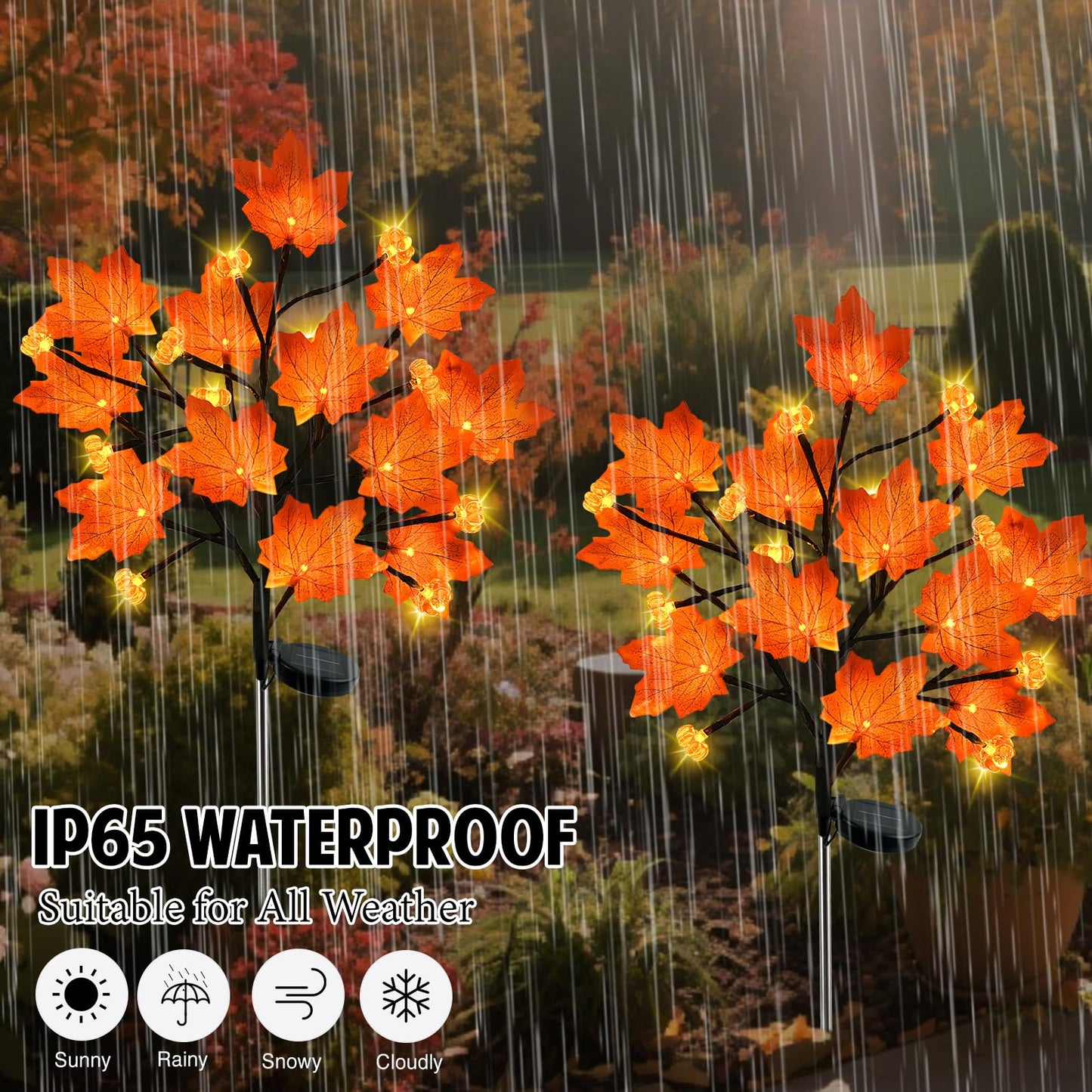 Laiamer 4Pack Fall Solar Lights Outdoor Decorative  Waterproof 80Led Orange Solars Lights Outdoor With 8 Modes  Pumpkin Solar Light For Fall Yard Outside Halloween Thanksgiving Decorations