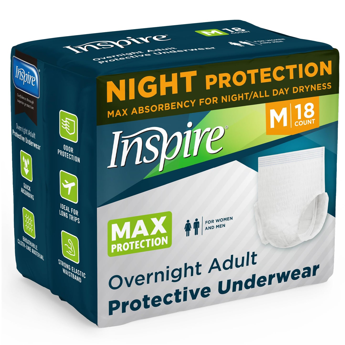 Inspire Adult Diapers Women or Men - MAX Absorbency | Our Most Absorbent and Dry, Incontinence Underwear for Women or Men | Leak Proof Diaper Overnight or Daytime for Heavy