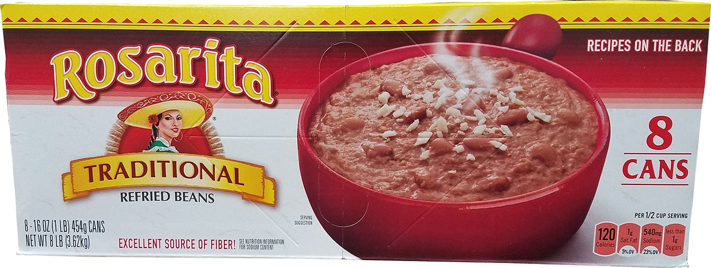 Rosarita Traditional Refried Beans, 16 Ounce (Pack of 8)