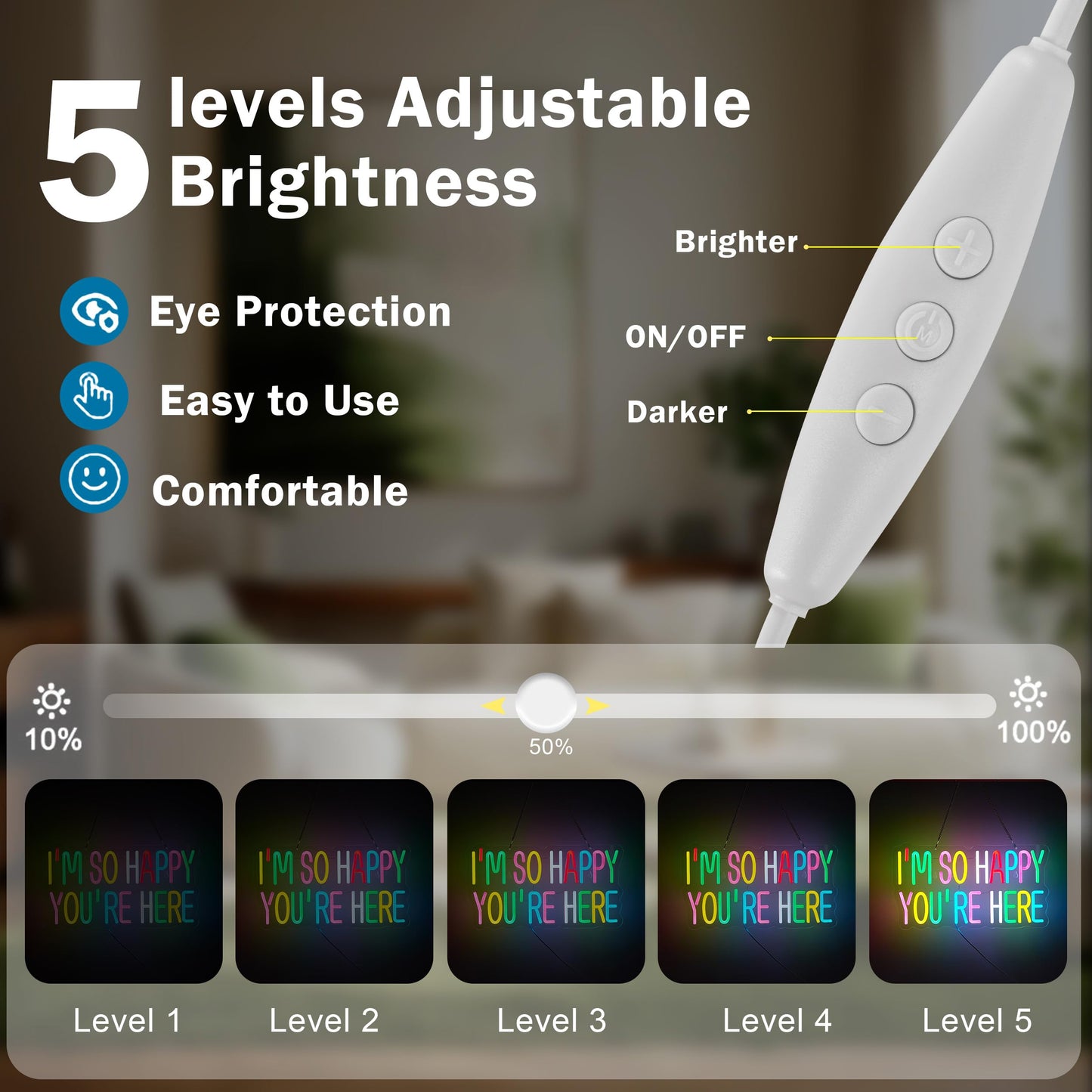 Neonhonba Neon Sign for Wall D?or, Dimmable LED Light, USB Powered, 17inx9.5in, Acrylic, Mcolour