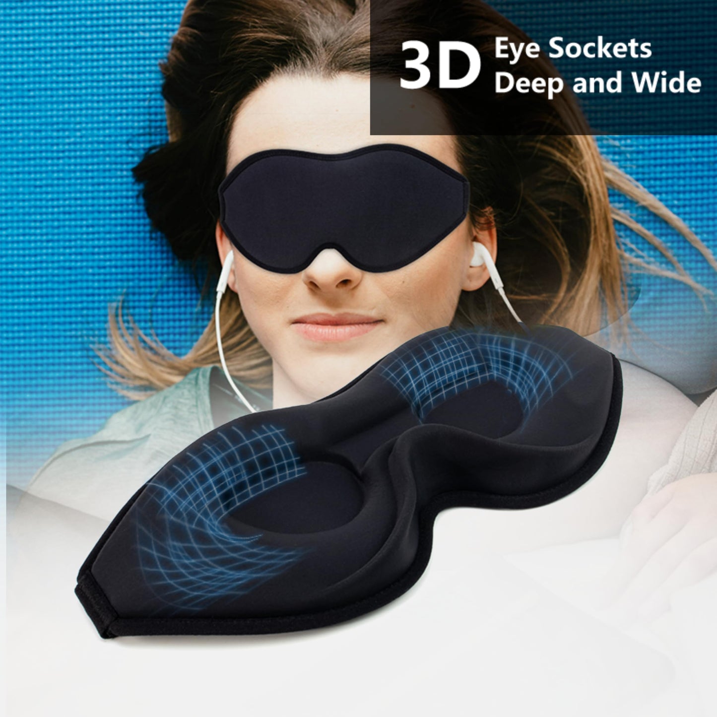 BAOOOHEE 3D Eye Mask Sleep Mask for Men & Women,100% Light Block-Out Eye Mask for Sleep with Easy Adjustable Strap, Night Eye Cover for Travel, Black