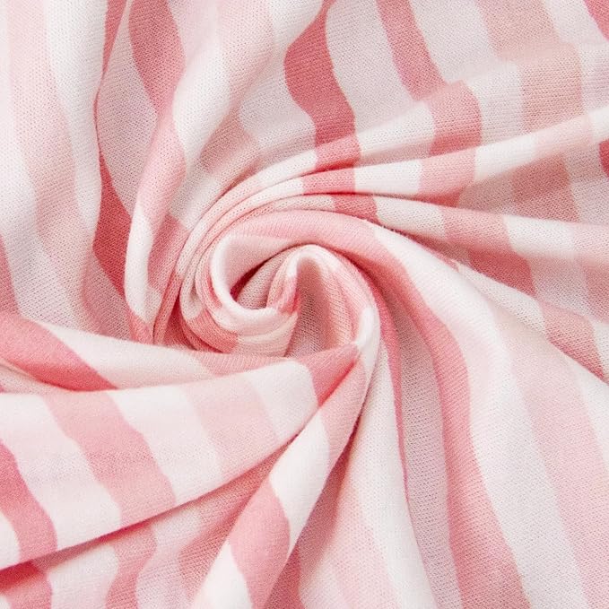 Bassinet Sheets Compatible with Fisher-Price On-The-Go Baby Dome, 2 Pack, 100% Jersey Knit Cotton Fitted Sheets, Breathable and Heavenly Soft, Pink Hearts and White Stars Print for Baby