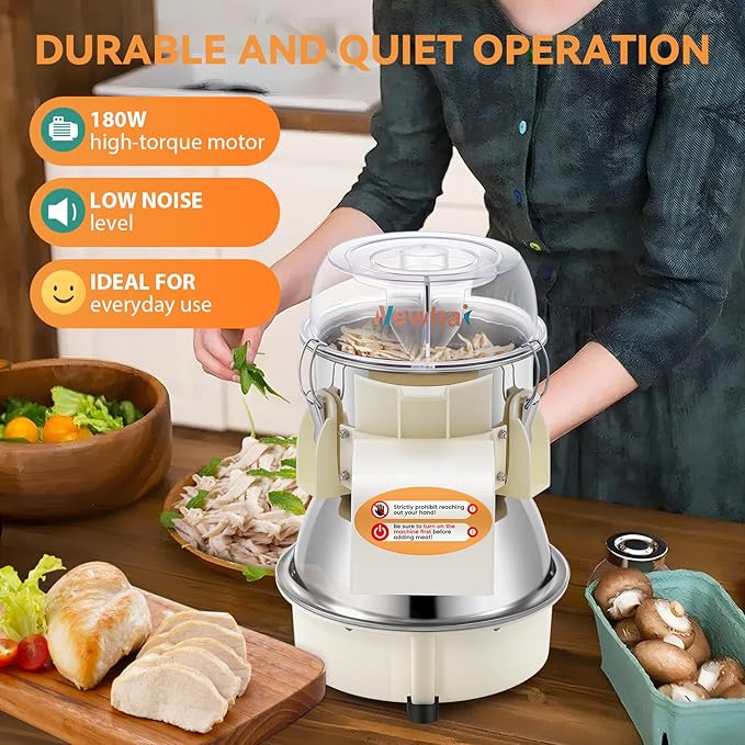 Newhai Electric Chicken Breast Shredder Twist Machine Automatic Meat Shredder Tool 240lb/h for Home Restaurant Use 180W 110V US for Cooked Meat Only
