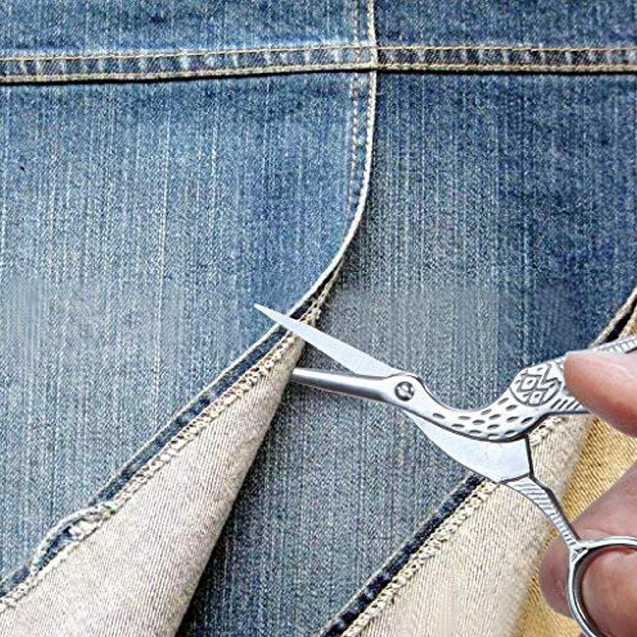Vintage Stork Shape Sewing Scissors Stainless Steel Tailor Scissors Sharp Sewing Shears for Embroidery, Craft, Art Work & Everyday Use (4, Silver)