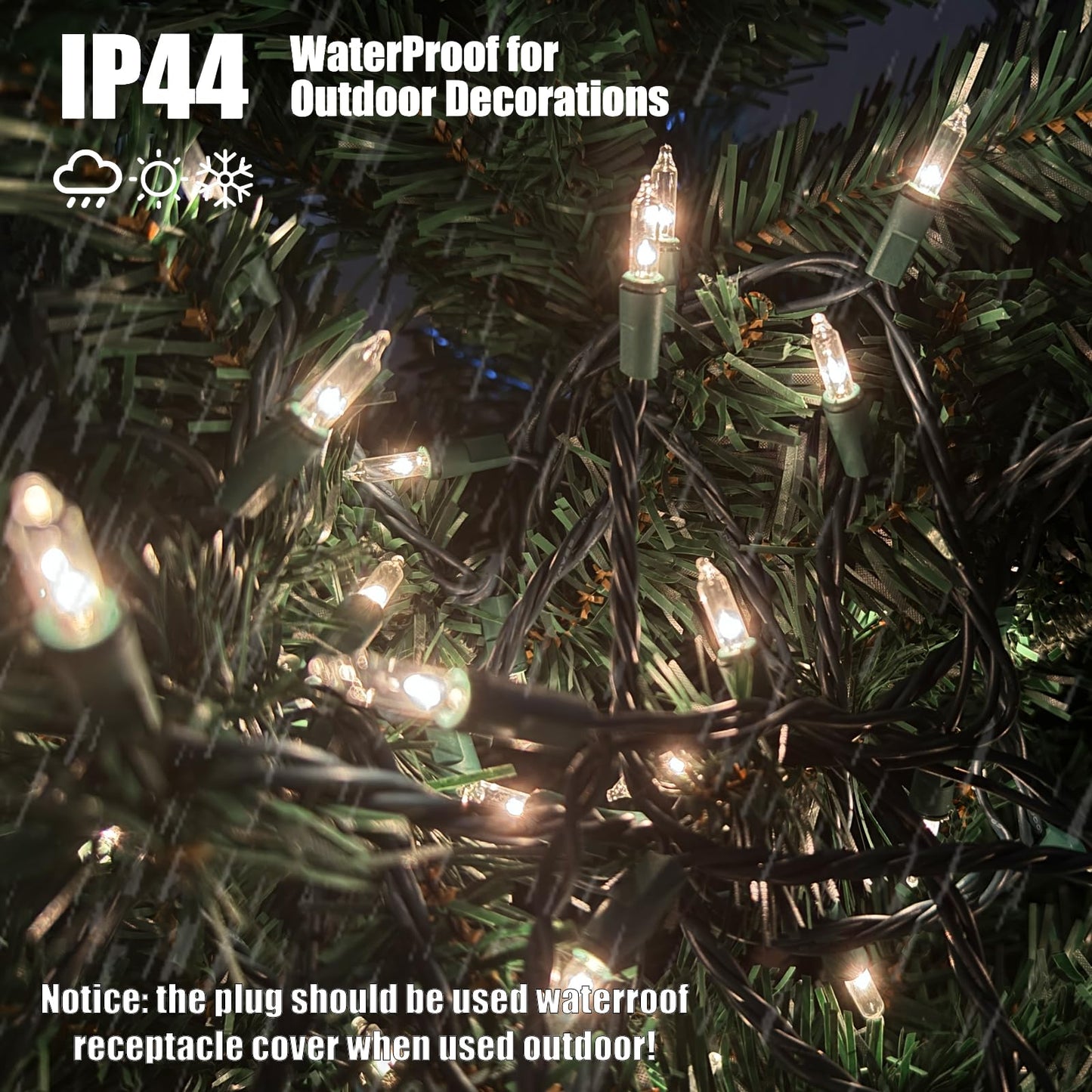 Hishiny Christmas Lights 100 Count Clear Christmas Tree String Lights With Green Wire For Outdoor Indoor Christmas Decorations Wedding Decorations Valentines Day Decor Ul Certified (32Feet)