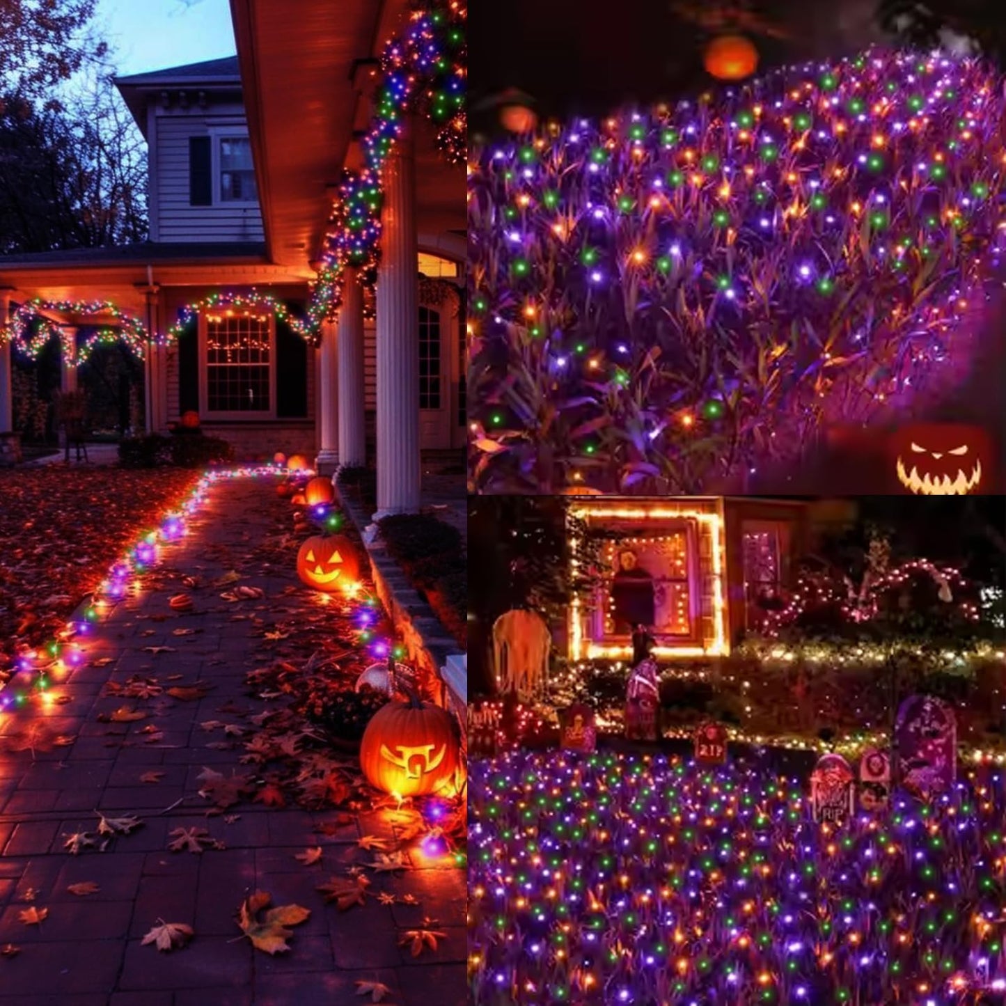 Lamphome Halloween String Lights - 20Ft 100 Incandescent Orange Purple Green Mini Bulbs Lights  Halloween Lighting Decor For Outdoor&Indoor Use  Fairy Garden  Yard  Home  Party  Holiday Decoration