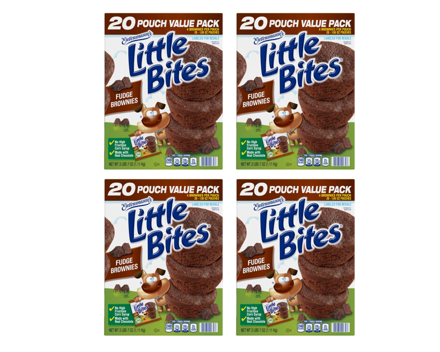 Entenmanns Little Bites Fudge Brownie Mini Muffins | 4 Pack (80 Pouches Total)