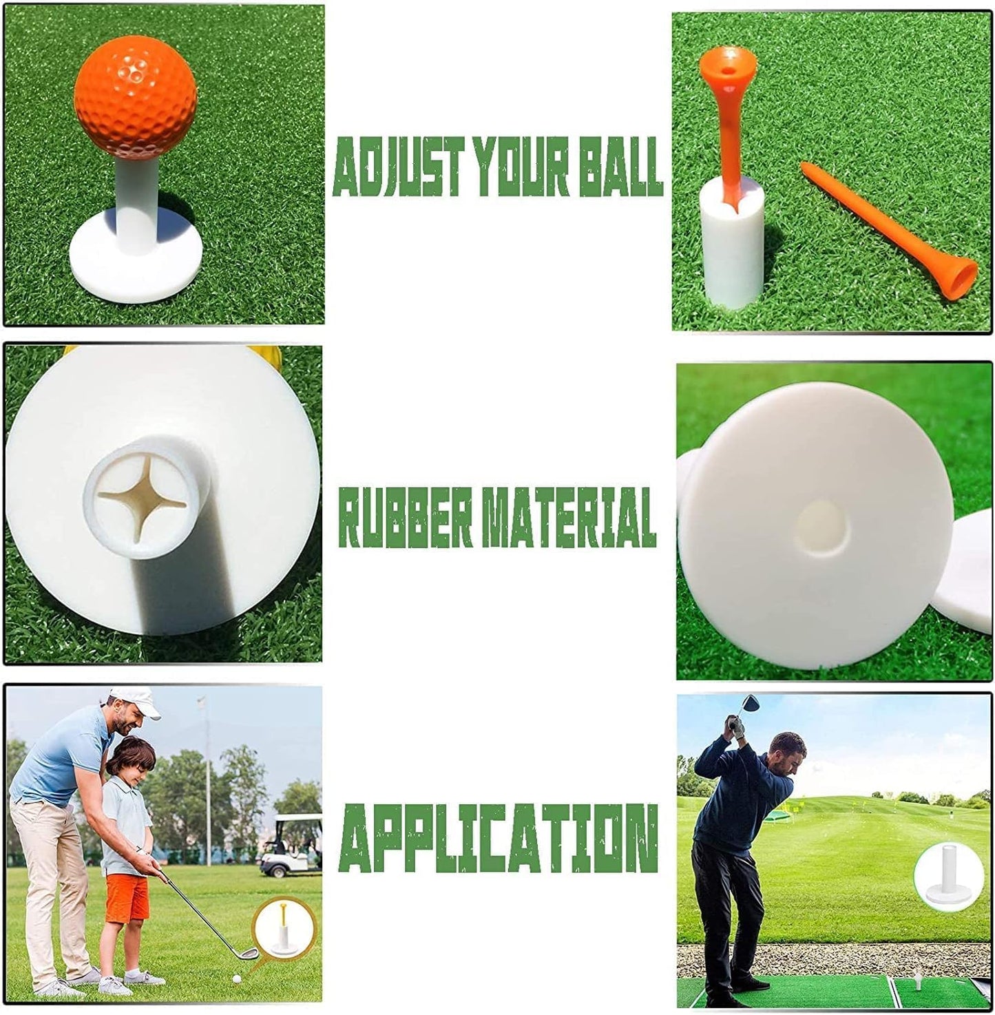Rubber Golf Holder Set for Driving Range, Rubber Tees Practice for Golf Hitting Mats Outdoor Indoor, 1.5 Inch Holder Tees, Universal with Artificial Turf Golf Mats (10 Set)