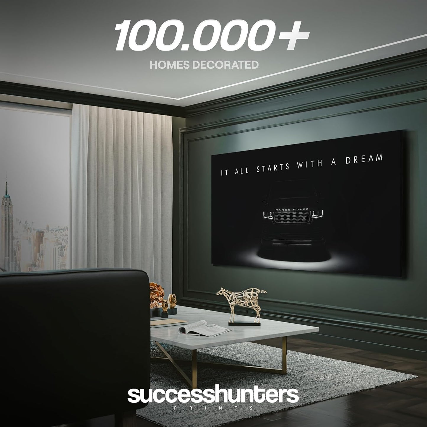 Motivational Wall Art for Office, Super Car Art Canvas, Inspirational Automotive Decor for Range Rover Sportscar Lovers, Motivational Wall Decor for Office and Home, Car Poster (24" x 48" in)