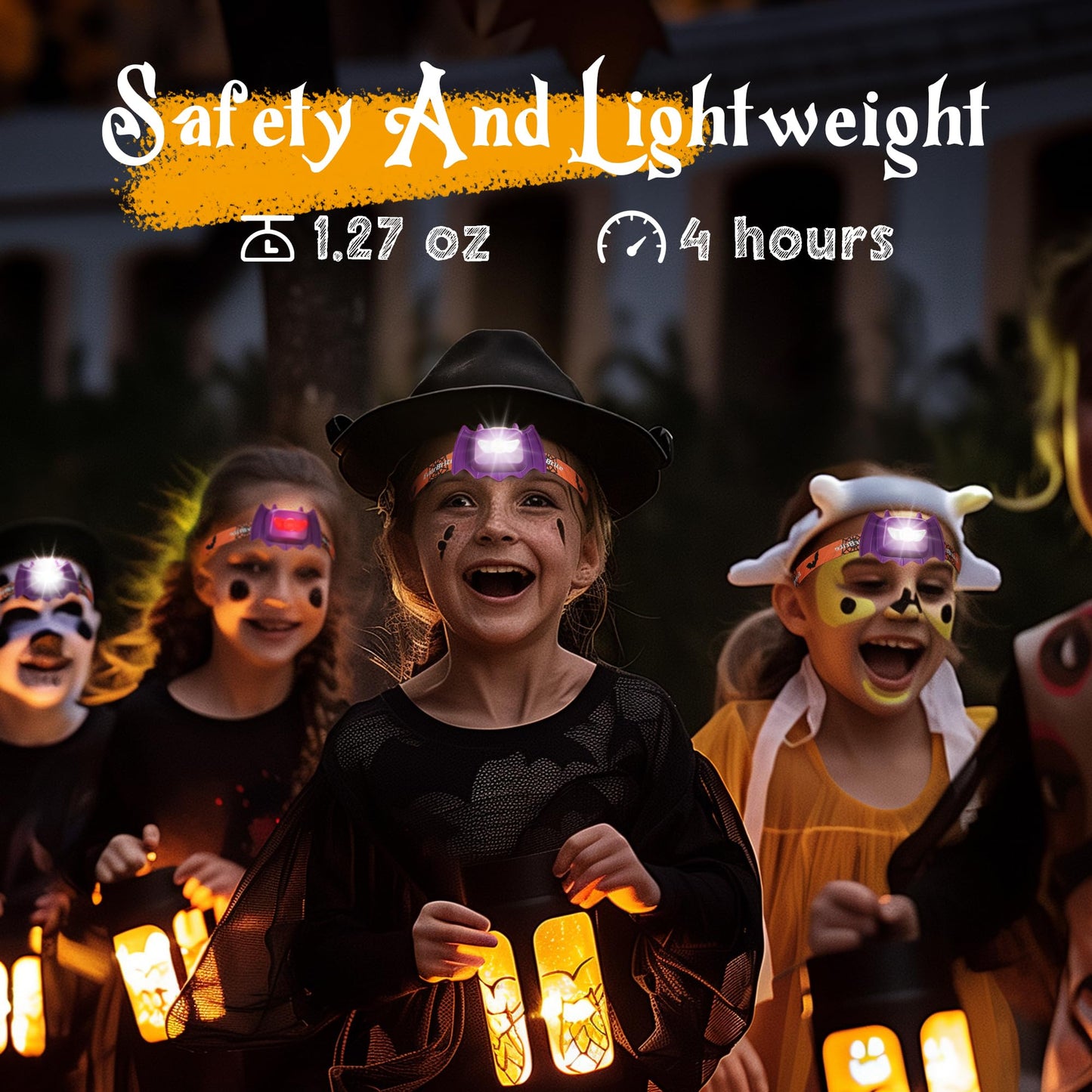 Everbrite Halloween Bat Headlamps Halloween Gifts 3 Modes Head Lamps With Warm/Red/Strobe Lights  Headlights For Halloween Party And Decorations 2 Pack