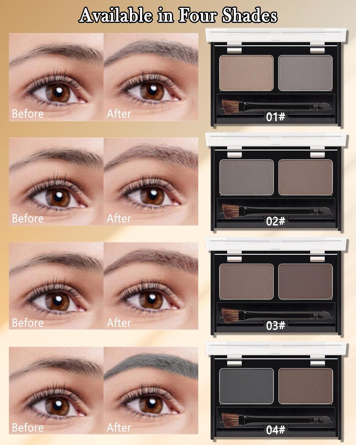 Waterproof Eyebrow Powder Kit-2 Colors Eye Brow Powder Tinted Palette Long Lasting Up to 16H,Light Brown/Taupe Brow Filler Defined&Sculpt Natural Eyebrow Makeup Sparse Brow with Brow Brush&Razor-01