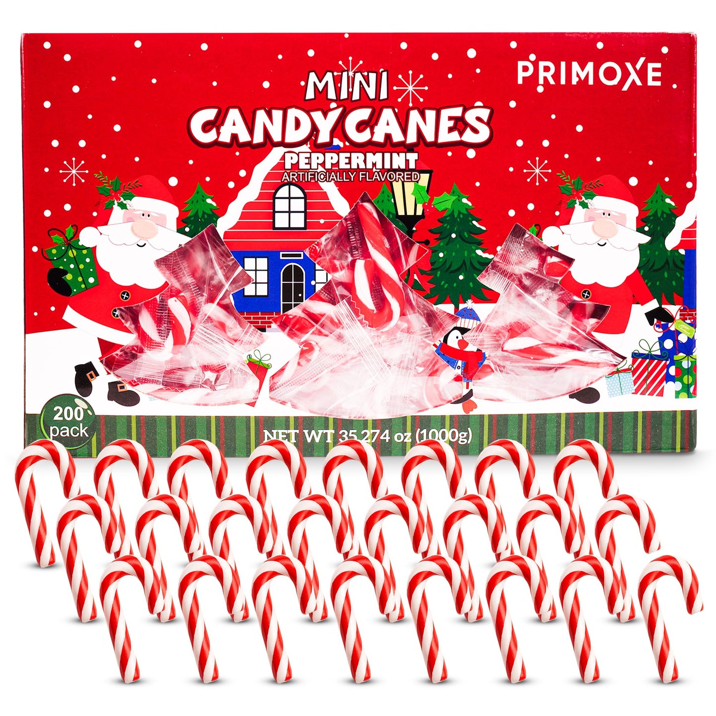 Christmas Mini Candy Canes - Red & White Peppermint Individually Wrapped for Holiday Indulgence - Bulk Christmas Candy for Kids & mature-themeds - Holiday Decorations &   200 Pack
