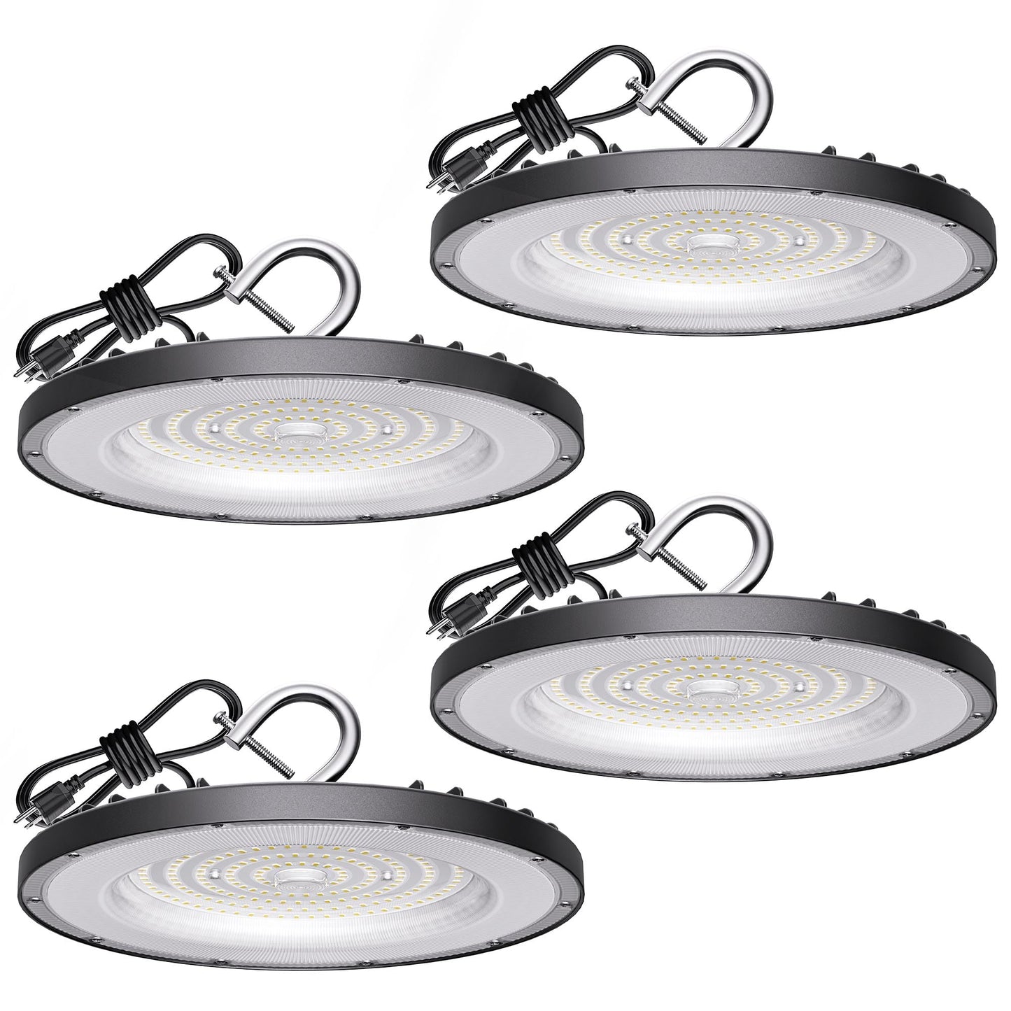 Yihuven 4 Pack Ufo Led High Bay Light 200W  4000K 30000Lm Super Bright Lep Shop Lights With 5Ft Cable  Ip65 Waterproof Commercial Lighting Fixture For Garage Warehouse Facory Barn Gym