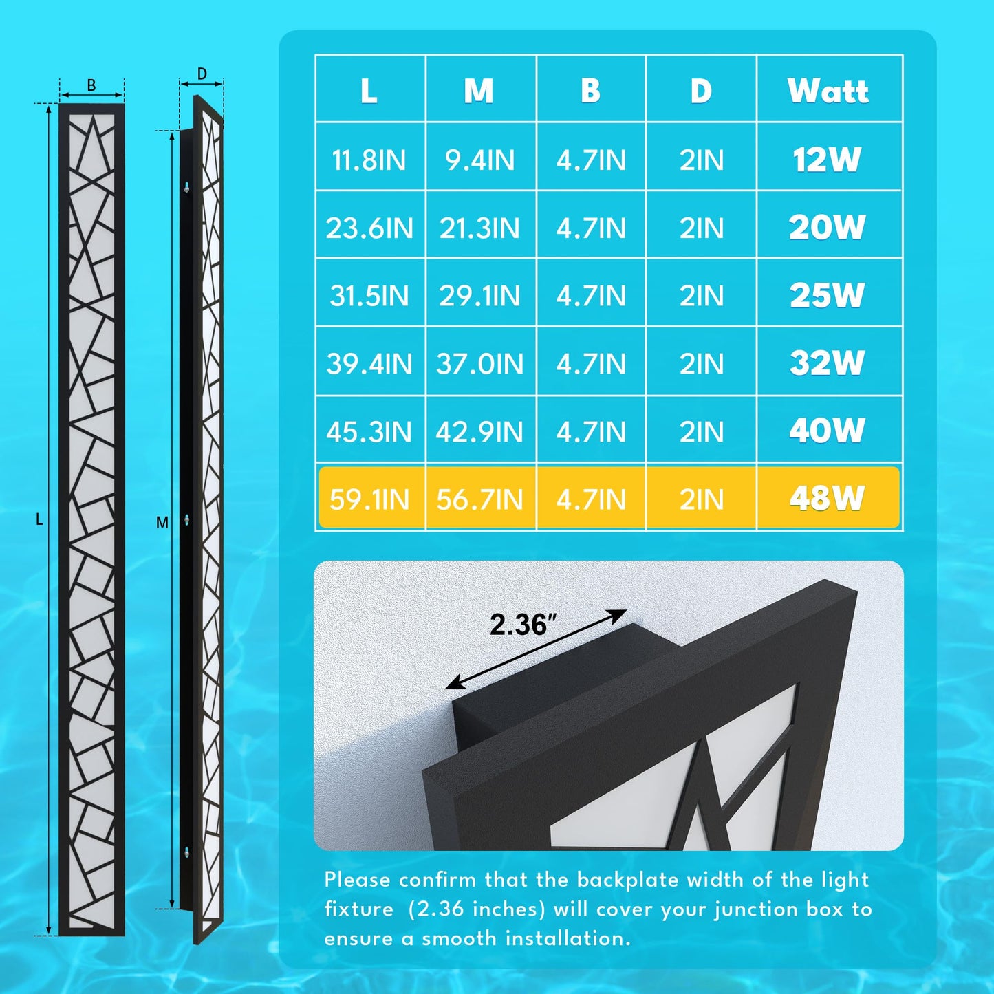 Truwella Outdoor Wall Lights 59.1Inch Modern Outdoor Wall Sconce Led Long Wall Sconces Black Front Porch Light Waterproof Led Wall Light Ip67 3000K Exterior Lighting Fixtures