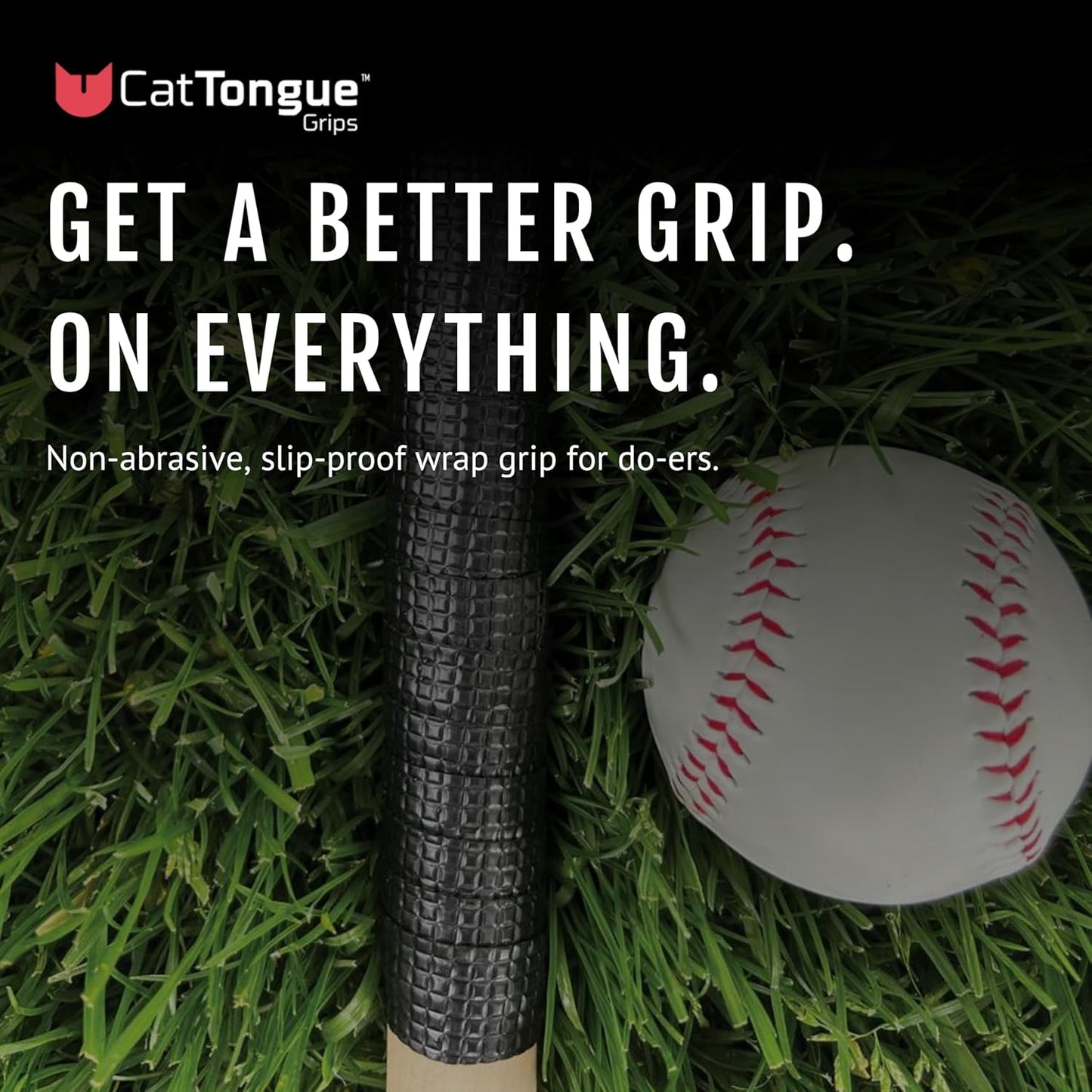 CATTONGUE GRIPS Sports Grip Tape Wrap - Wide Super Grippy Wrap - Anti-Slip Tape for Golf Clubs, Pull Up Bars, Baseball Bats, Lacrosse Sticks, Hockey Sticks, Pickleball Paddles & More