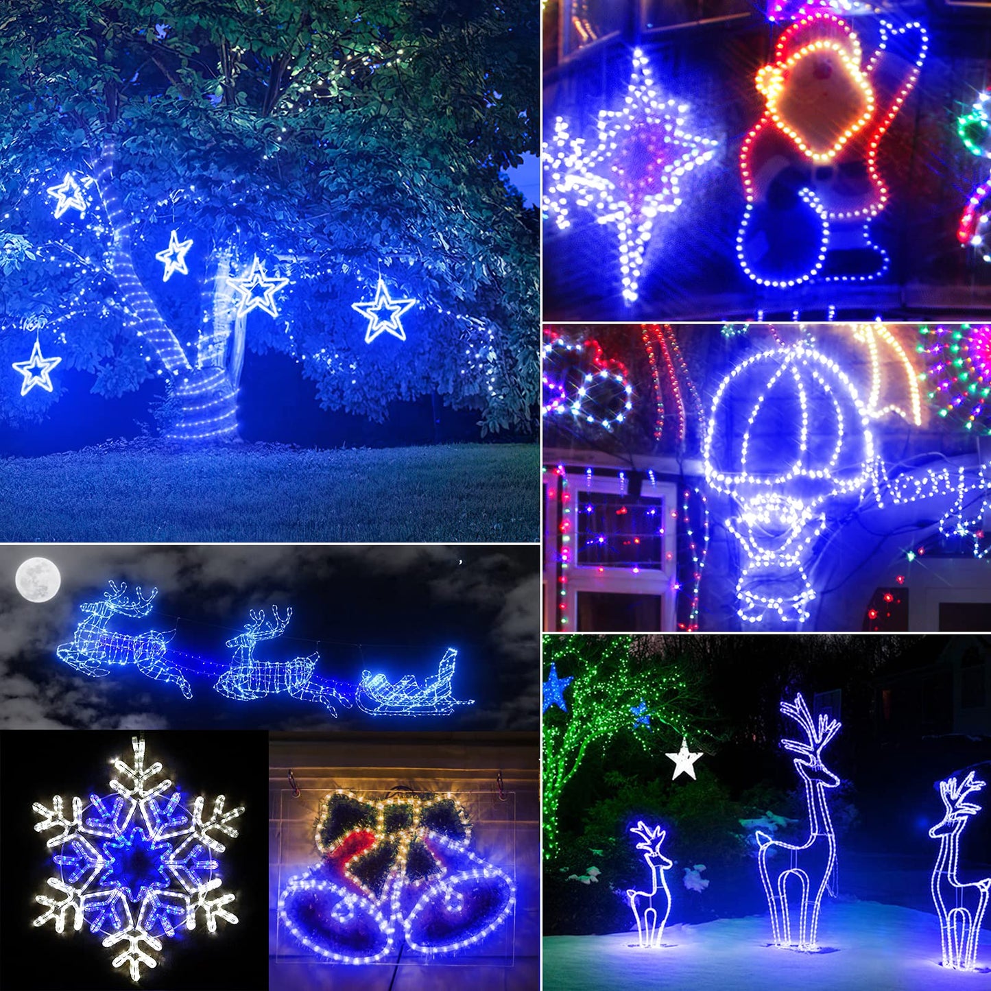 Kerkoor Solar Rope Lights - 200 Led Waterproof 72Ft String Lights, 8 Modes, Remote Control, Blue, For Garden, Patio, Pool, Party