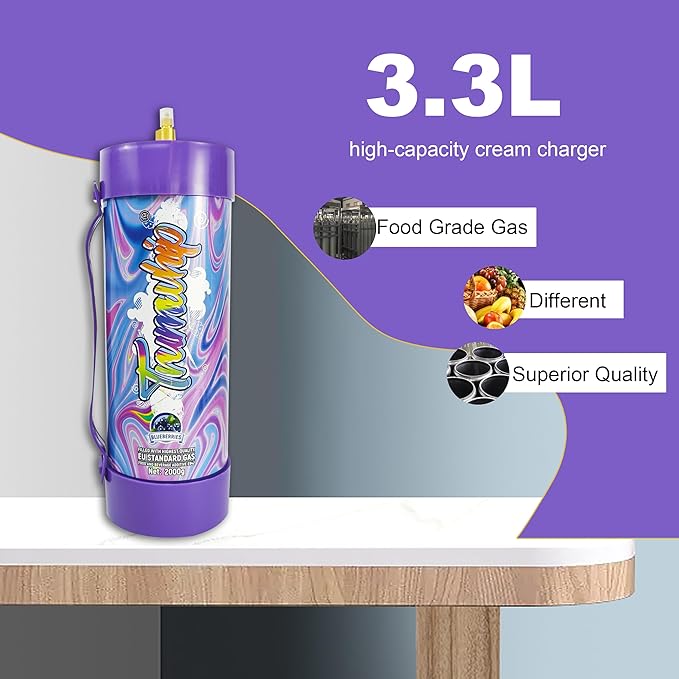 3.3L / 2000G Food-Grade Steel Cylinder – Leakproof, Kitchen-Safe, Stainless Steel Compatible Kitchen Tools (1, blueberry)