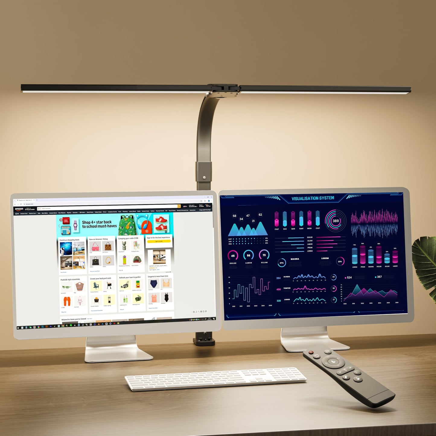 SICCOO LED Double Head Desk Lamp, 24W Brightest Architect Lamp, 5 Adjustable Brightness, Large, Acrylonitrile Butadiene Styrene