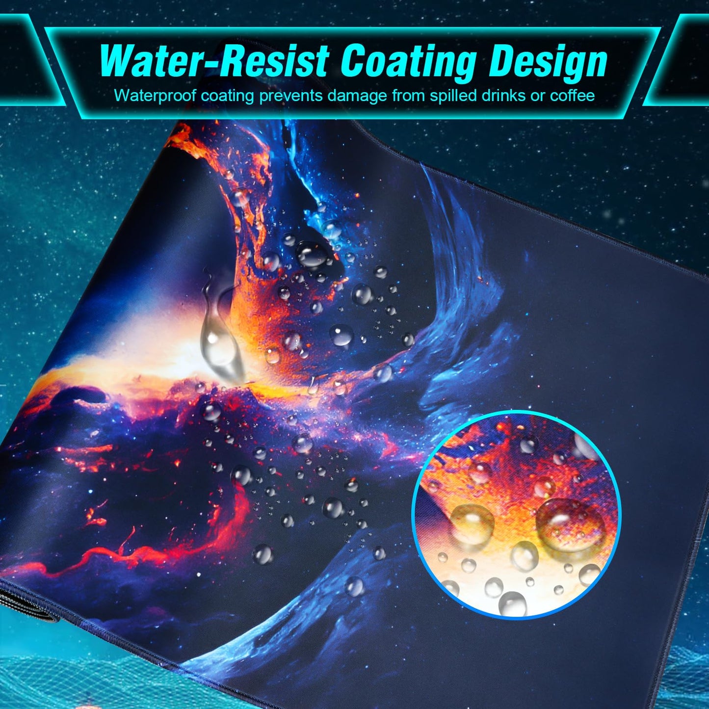 Large Gaming Mouse Pad, 35.4x15.7in Technological Nebula Style Gaming Mousepad, Professional Non-Slip Rubber Base Big Mouse Pad, Mousepad XXXL for Gaming & Office & Home, Full Desk Mouse Pad