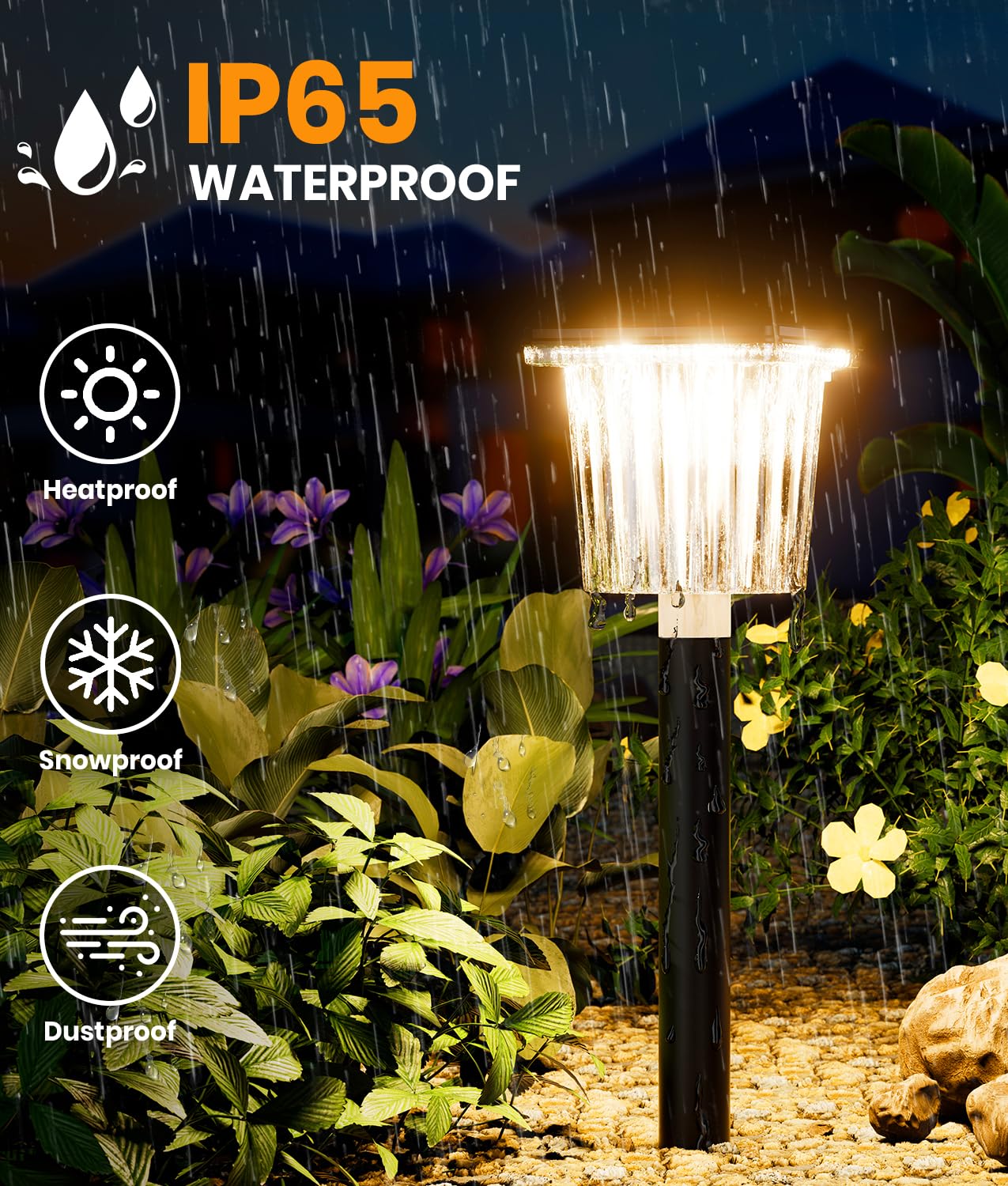 Super Bright Solar Pathway Lights Outdoor Powered Adjustable Warm&Cool White Waterproof Ip65 Garden Decor Landscape Lighting Outside For Yard/Patio/Walkway/Driveway/Landscape (Obsidian Black  2 Pack)
