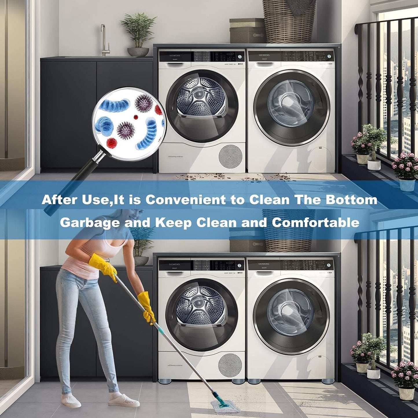Dadop 4Pcs Anti Vibration Pads for Washing Machine and Dryer Shock and Noise Cancelling Washing Machine Support Prevent Moving Shaking Walking Universal Size