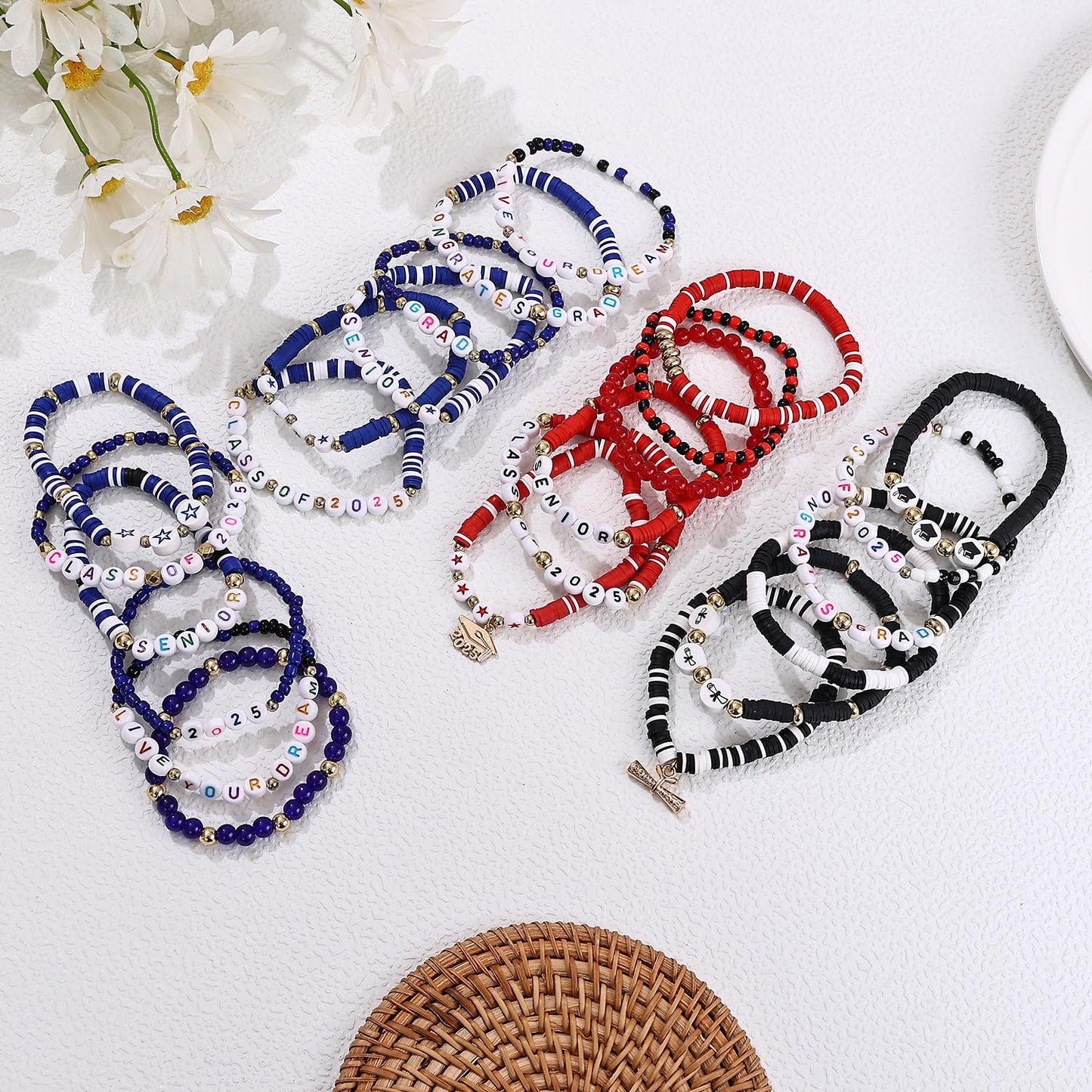 Taouzi Graduation Bracelets 2025 Bulk High School Graduation Gifts for Her Class Of 2025 Gifts Congrats Grad Party Decorations 2