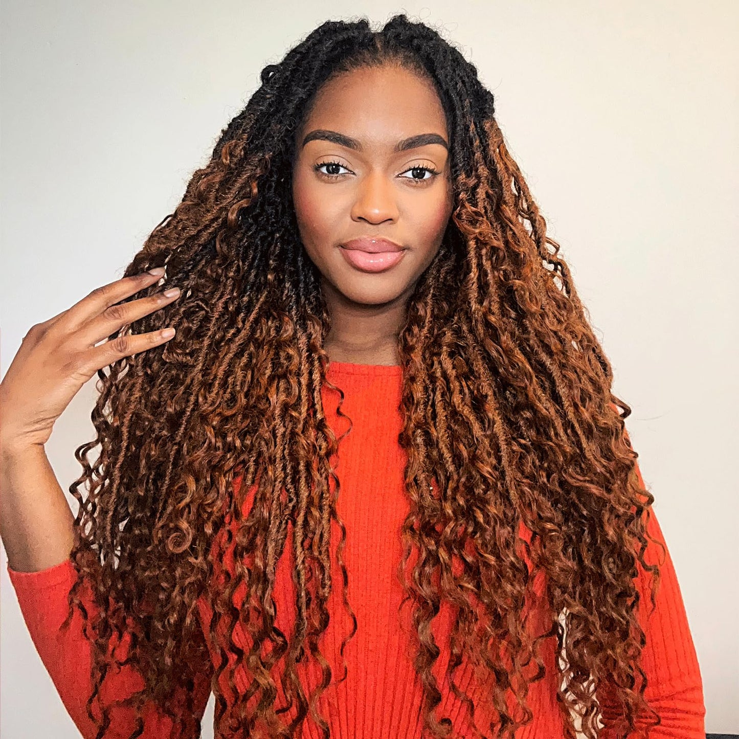 Toyotress Boho Human Hair Locs - 20 Inch 8 Packs Pre-Looped Crochet Locs With Human Hair Curls, Ombre Brown Braiding Hair Extens