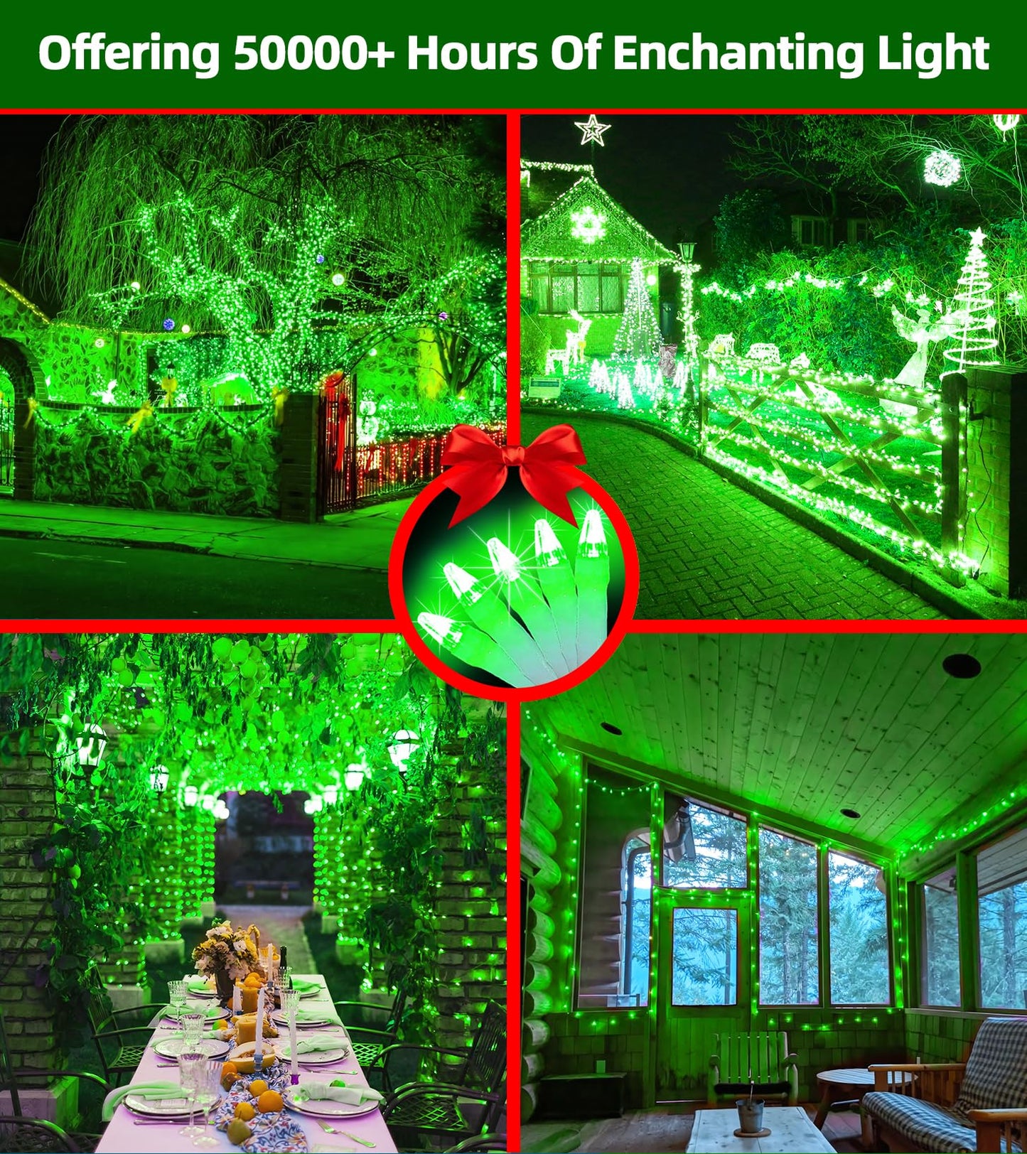 Quhuatu 1500 Led Chrstmas Lights  470Ft Outdoor Christmas String Lights With 12 Modes  Green Led String Lights With Timer Dimmable Waterproof For Tree Fence Garden Xmas Wedding Party Decor Green