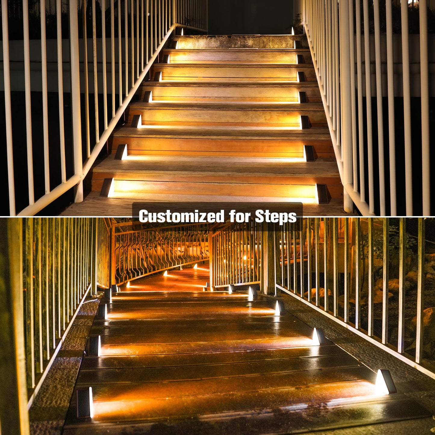 VOLISUN Solar Step Lights Outdoor Waterproof LED Stair Lights 12 Pack Brown Model 21313ZM