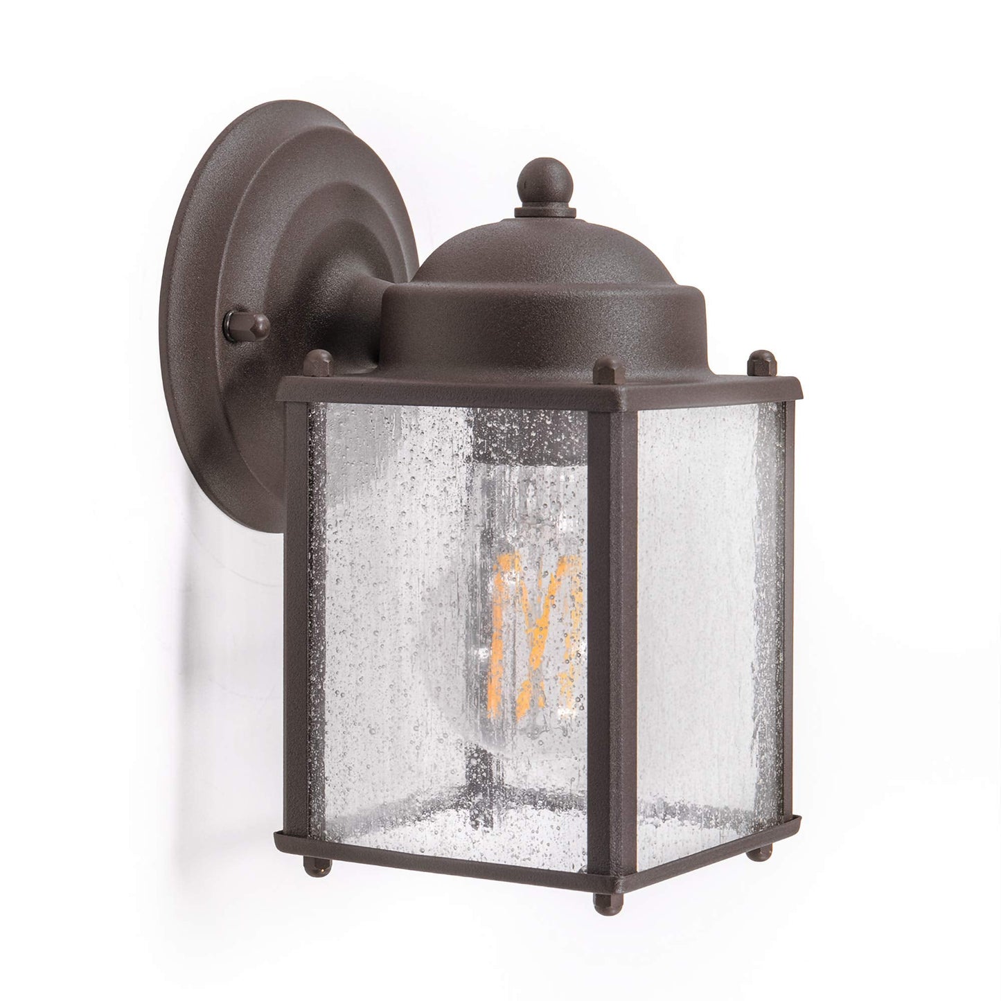 Coramdeo Outdoor Farmhouse Square Coach Light For Porch  Patio  Deck  Barn  Wet Location  Standard Medium Base Socket  Durable Rustic Bronze Finish & Seedy Glass