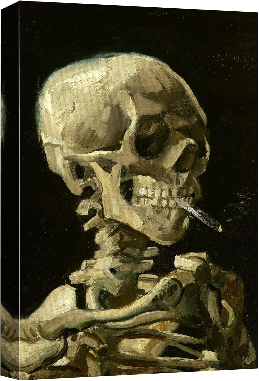 wall26 Canvas Print Wall Art Head of a Skeleton with Burning Cigarette by Vincent Van Gogh Nature Wilderness Illustrations Fine Art Relax/Calm Multicolor for Living Room, Bedroom, Office - 16"x24"