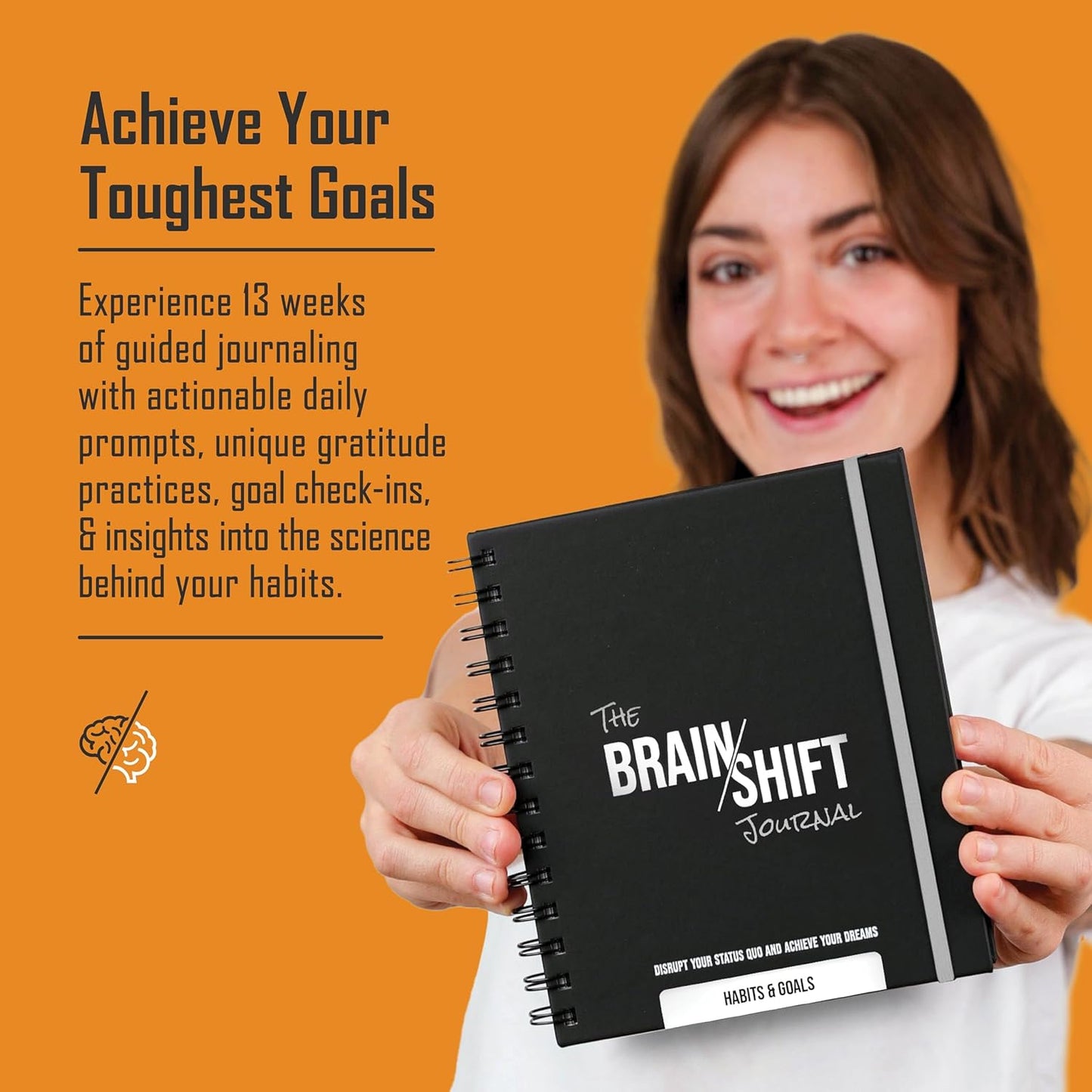 The Behavior Shift Brain Shift Journal (Habits & Goals) - 6 x 7 Inches Productivity journal - 13 week Guided Prompts for Habits, Goal setting & Personal growth- Gratitude & Manifestation journal