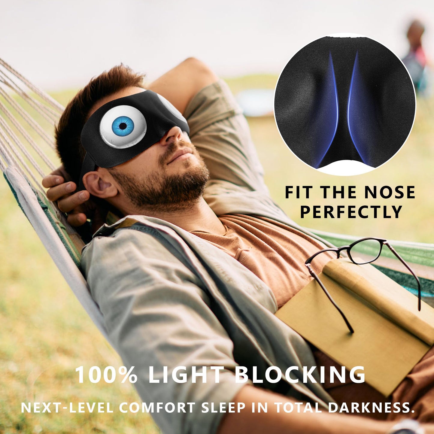 LIFPAU Sleep Eye Mask for Men Women Kids Funny 3D Sleeping Mask Adjustable Strap 2 Pack Eye Shade Cover for Travel, Black(Assorted A)